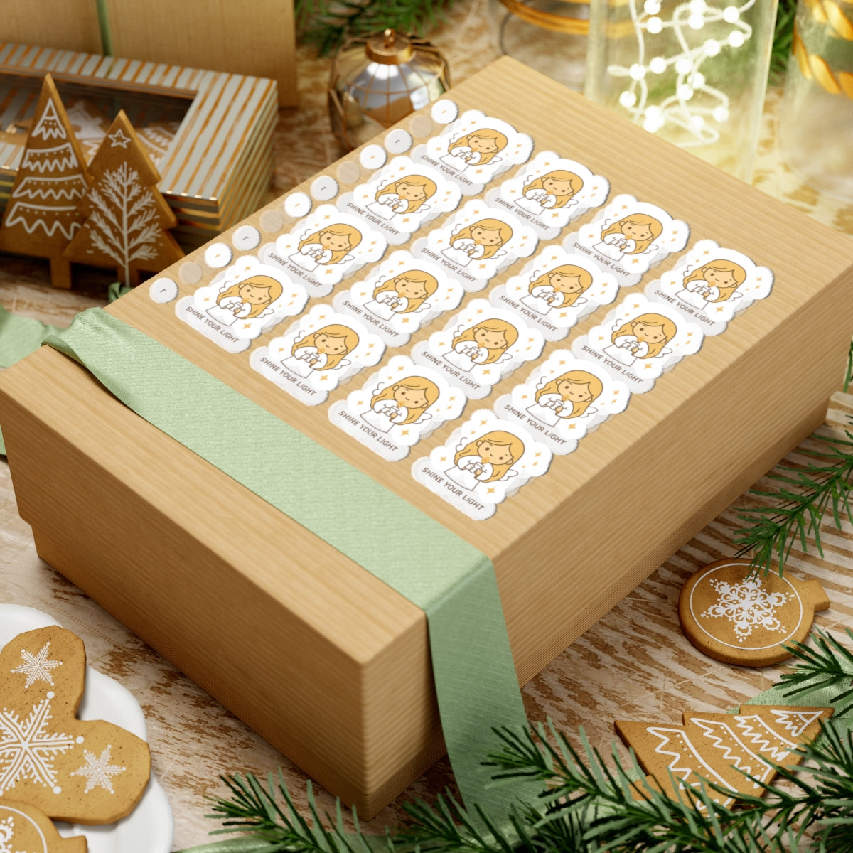 1A.Shine Your Light – Christian Angel Stickers | Faith-Inspired Kawaii Sheet with Candle of Hope. Because when you walk in faith… you carry the light.