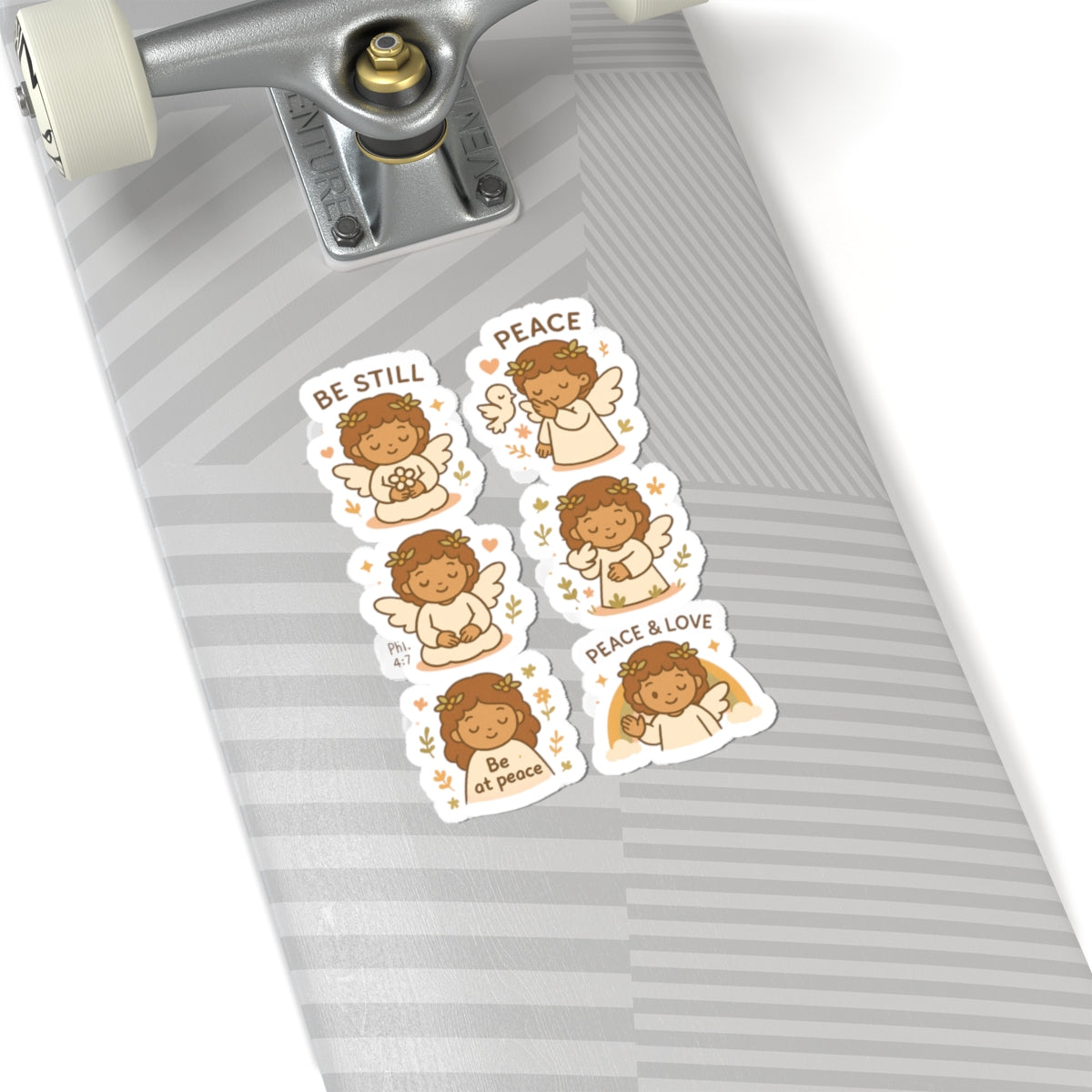 Peace & Love Angel Stickers – Christian Kawaii Sheet with Philippians 4:7 for Journaling & Faith-Based Gifts. A gentle hug from heaven — in every sticker. Let His peace guide your heart.