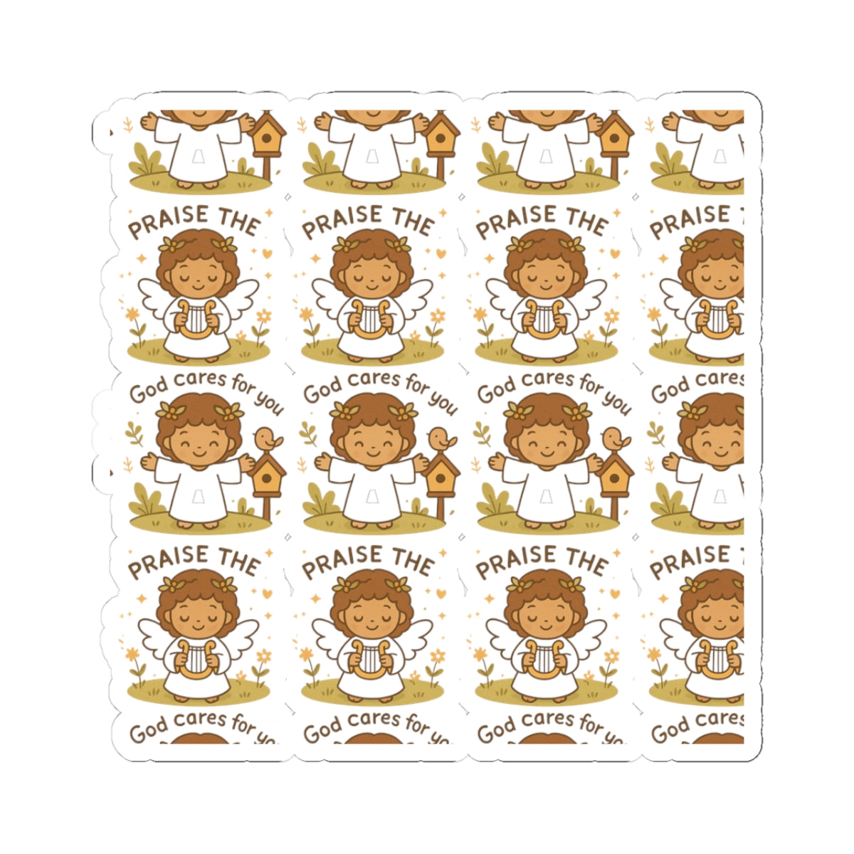 God Cares for You – Kawaii Angel Christian Stickers | Praise the Lord Sheet for Journaling & Gifts. Because sometimes, all you need is a little angel reminding you you're loved by God.