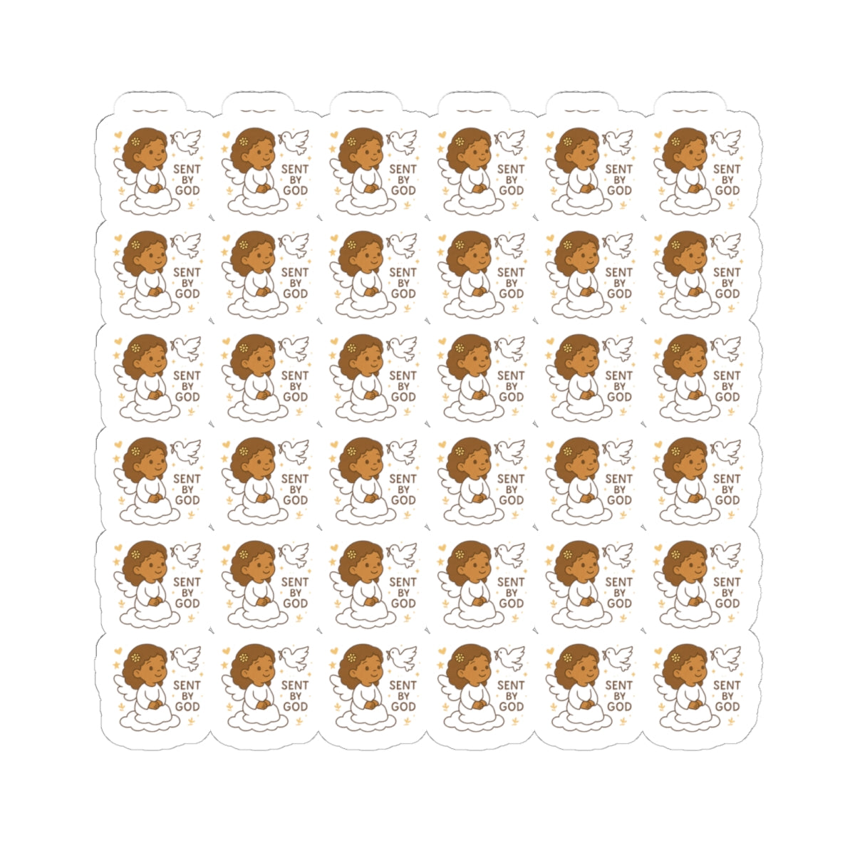 Grace-Filled Angel šļø Sent by God Stickers ā Kawaii Style with Christian Quotes on Peace and Purpose. Gentle reminders of Godās grace, peace, and divine purposeācarried by angel wings.