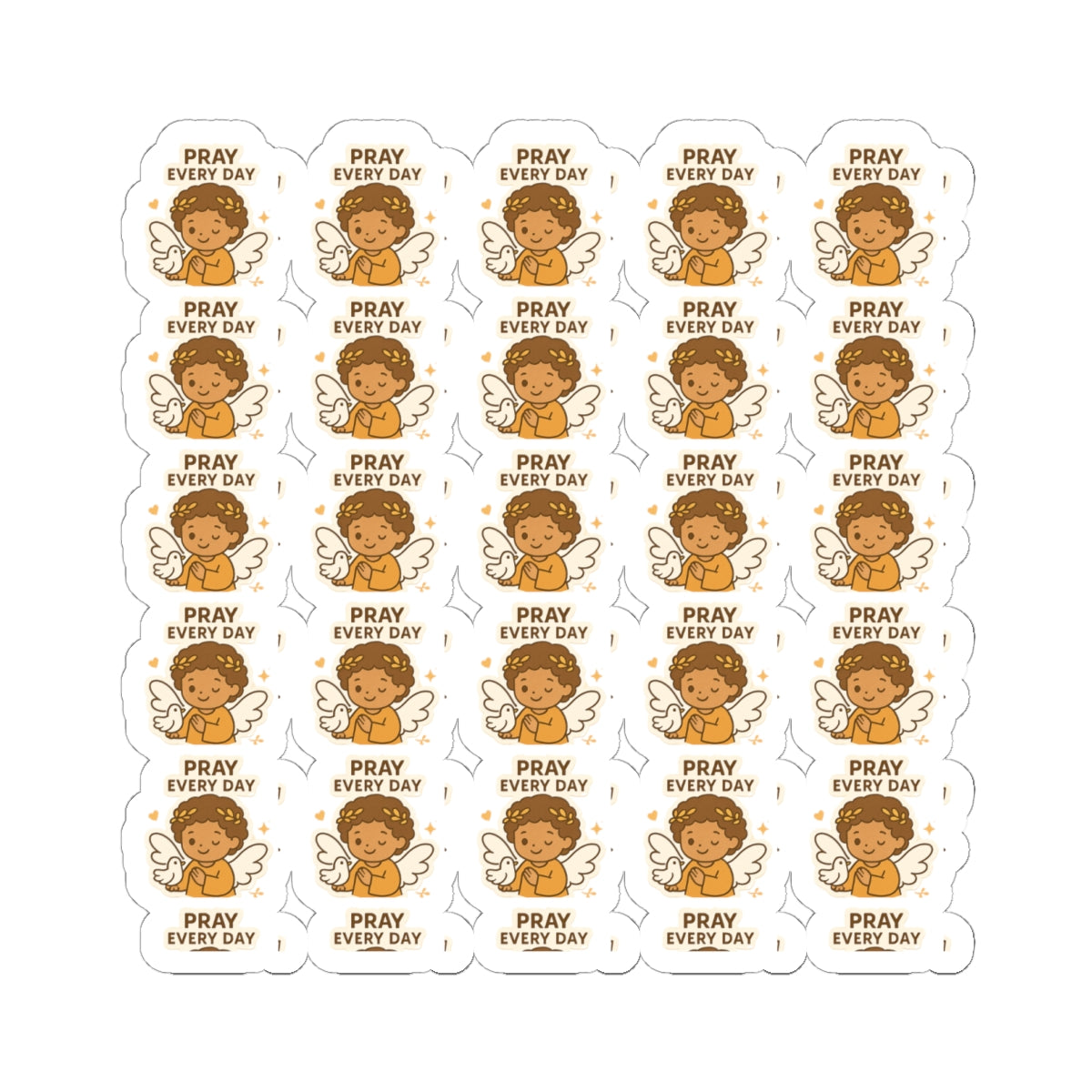 Faithful Angel, Pray every day Stickers – Christian Printable Pack for Prayer, Encouragement & Daily Devotion. Gentle reminders to walk by faith, rejoice daily, and rest in the Lord — with adorable angel art that speaks to the soul.