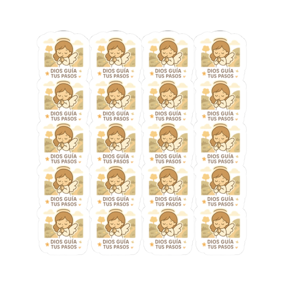 Divine Purpose Angel, DIOS guía tus pasos – God guides your steps Stickers in Spanish – Inspirational Christian Printables for Encouragement & Faith. Encouraging messages of purpose, promise, and divine light to uplift your spirit daily.