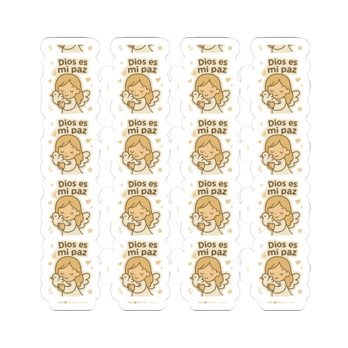 Peace & Faith Spanish Angel ,DIOS es mi paz Stickers – Printable Christian Calming Quotes for Journaling & Gifts. Peaceful and loving angel messages in Spanish to inspire calm, divine protection, and inner trust.