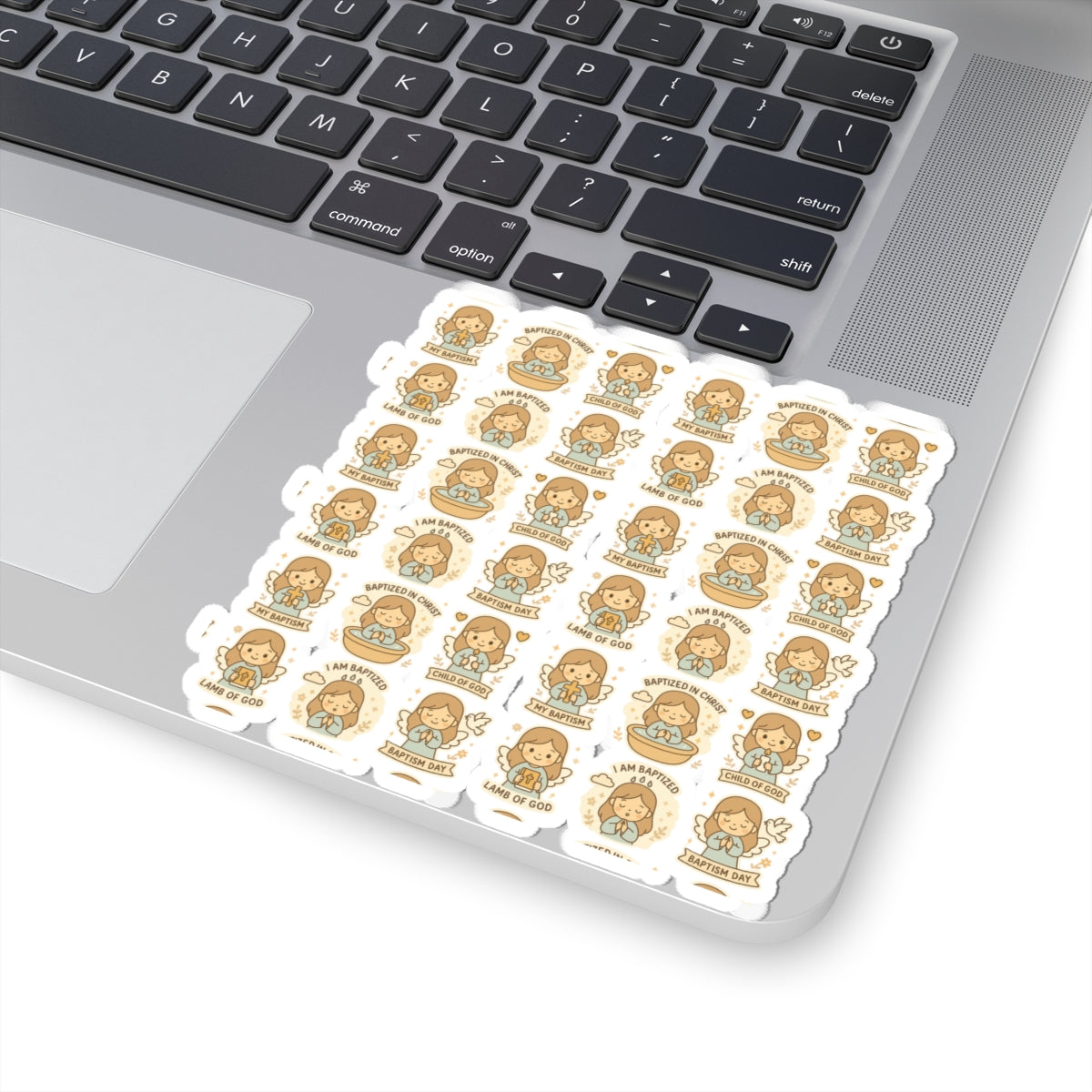 Baptism Angel Stickers – Christian Kawaii Stickers for Christening, Baby Dedication & Faith Gifts. Celebrate the beauty of baptism with these sweet angel stickers filled with light, love, and faith.