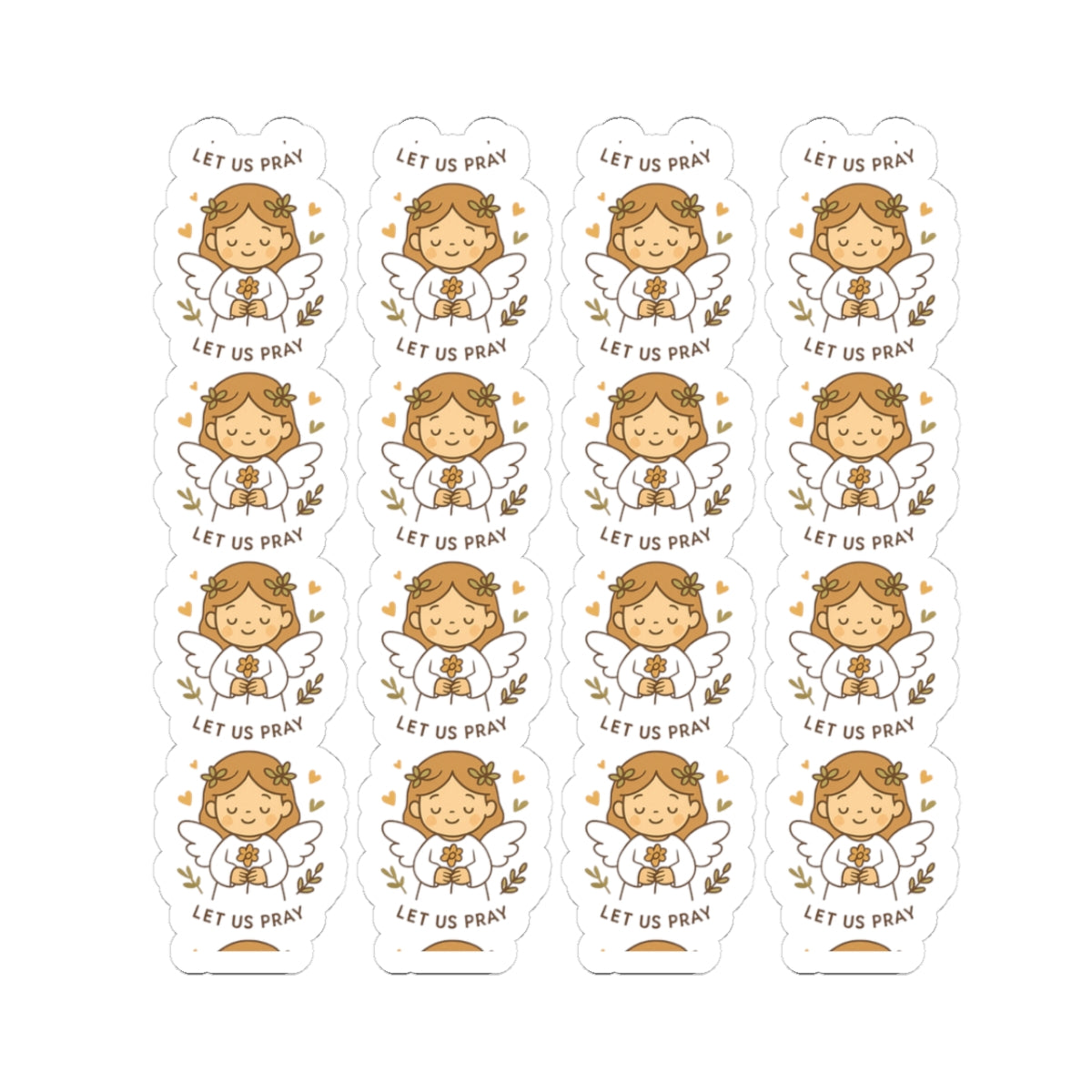 Peace & Prayer Angel ,Let us pray Stickers – Kawaii Christian Sheet with Calming Affirmations & Biblical Comfort. When words fall short, let peace and prayer speak through every sticker.