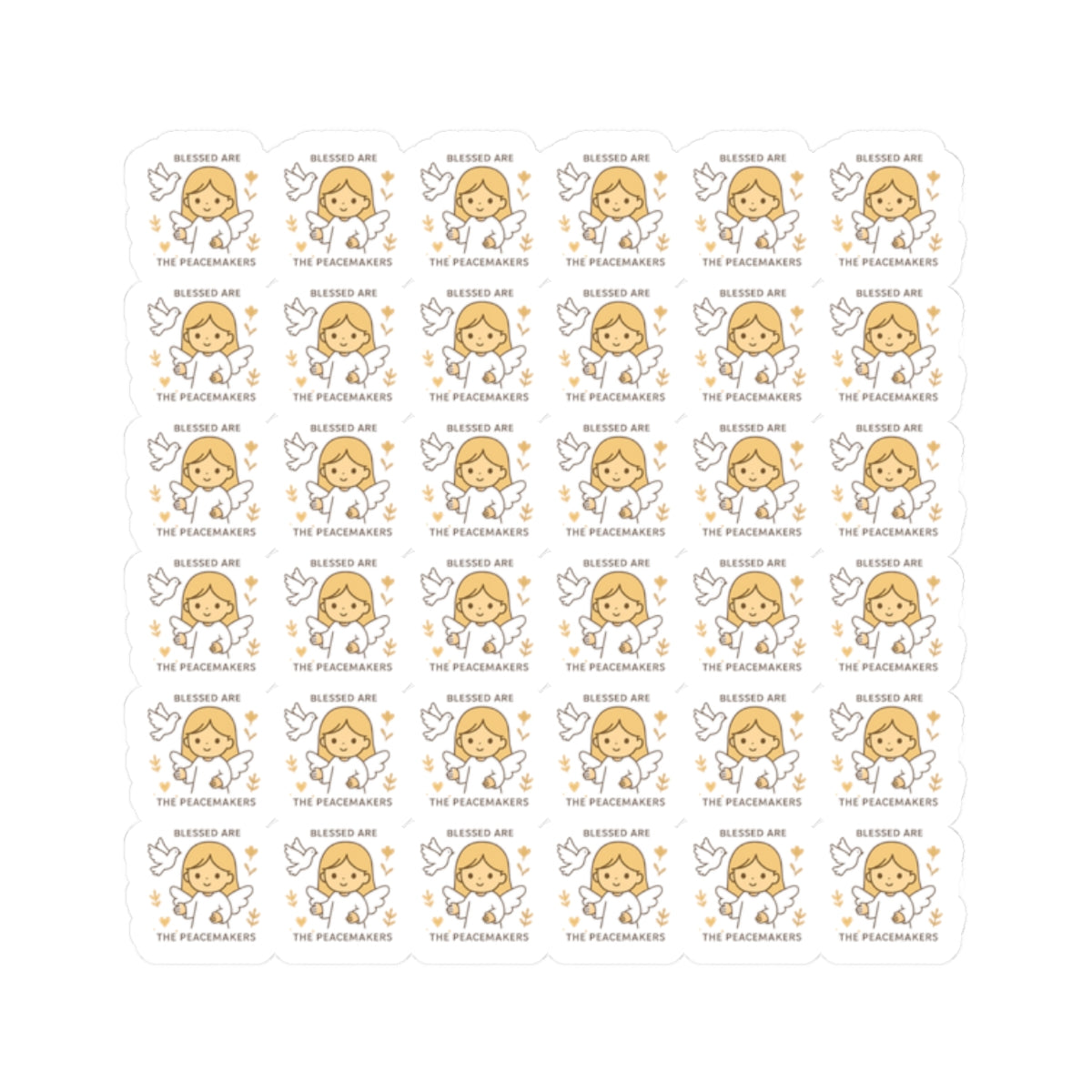 3.C Peacemakers Angel Stickers – Faith-Based Kawaii Sheet for Prayer, Devotionals & Peaceful Gifts. Because true peace begins with prayer — and a heart willing to shine.