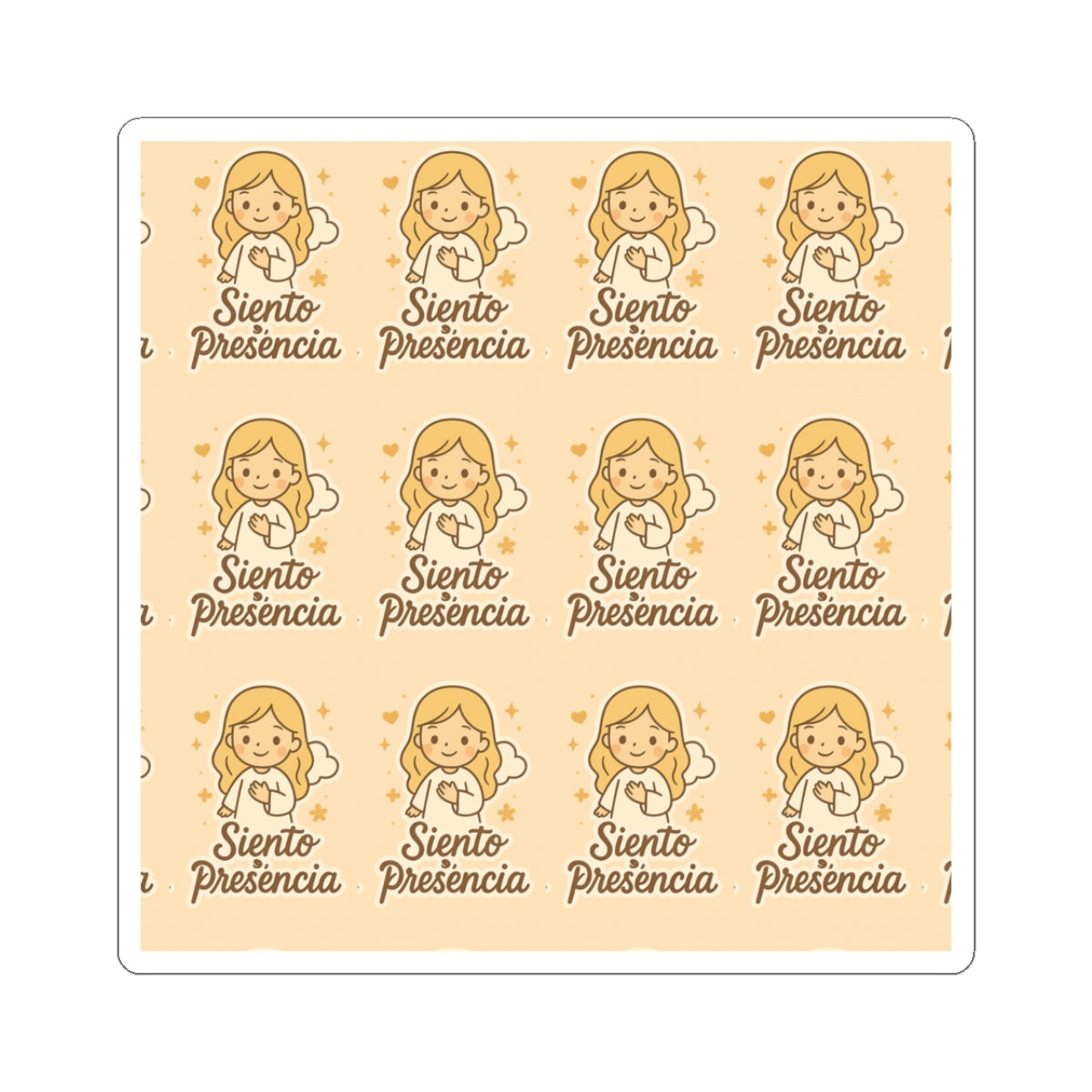 Siento su presencia Spanish Christian Kawaii Stickers – Inspirational Angel Sheet for Faith, Gratitude & Healing. Faith speaks in Spanish too — let every sticker be a prayer full of love, peace, and healing.