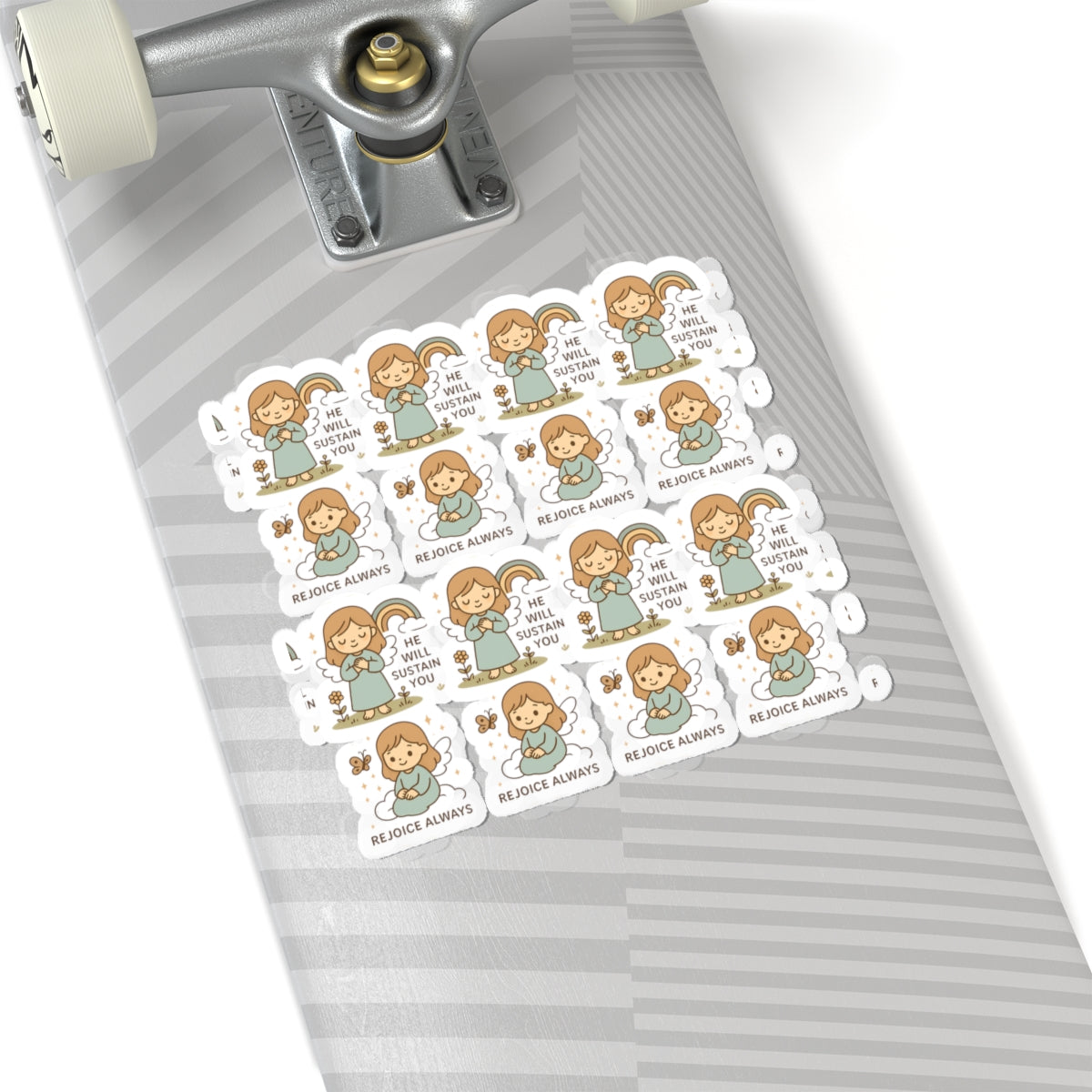 Christian Angel Stickers – Pastel Faith-Inspired Kawaii Sheet with Uplifting Bible Affirmations. Faith for your heart. Peace for your soul. Hope in every sticker.