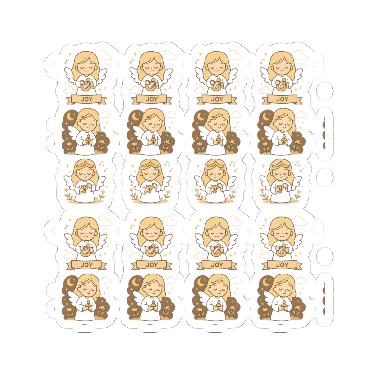 JOY Kawaii Angel Stickers – Faith-Inspired Kiss-Cut Sheet for Journaling, Gifting & Daily Encouragement. A gentle reminder that joy comes in the morning… and sometimes in the form of a tiny angel.