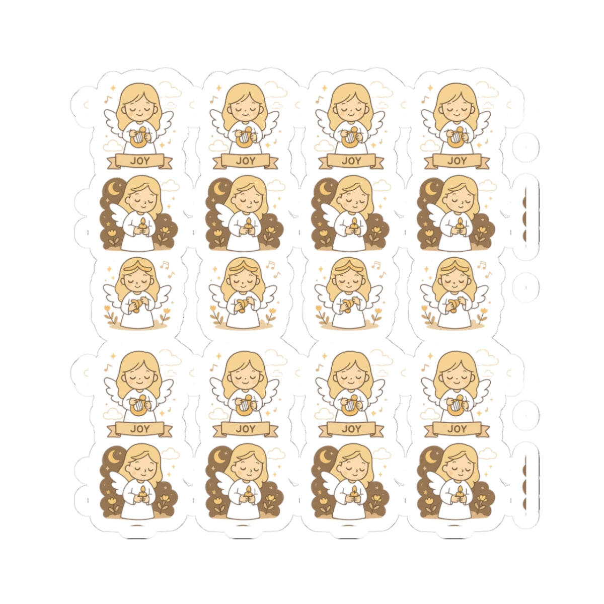 JOY Kawaii Angel Stickers – Faith-Inspired Kiss-Cut Sheet for Journaling, Gifting & Daily Encouragement. A gentle reminder that joy comes in the morning… and sometimes in the form of a tiny angel.