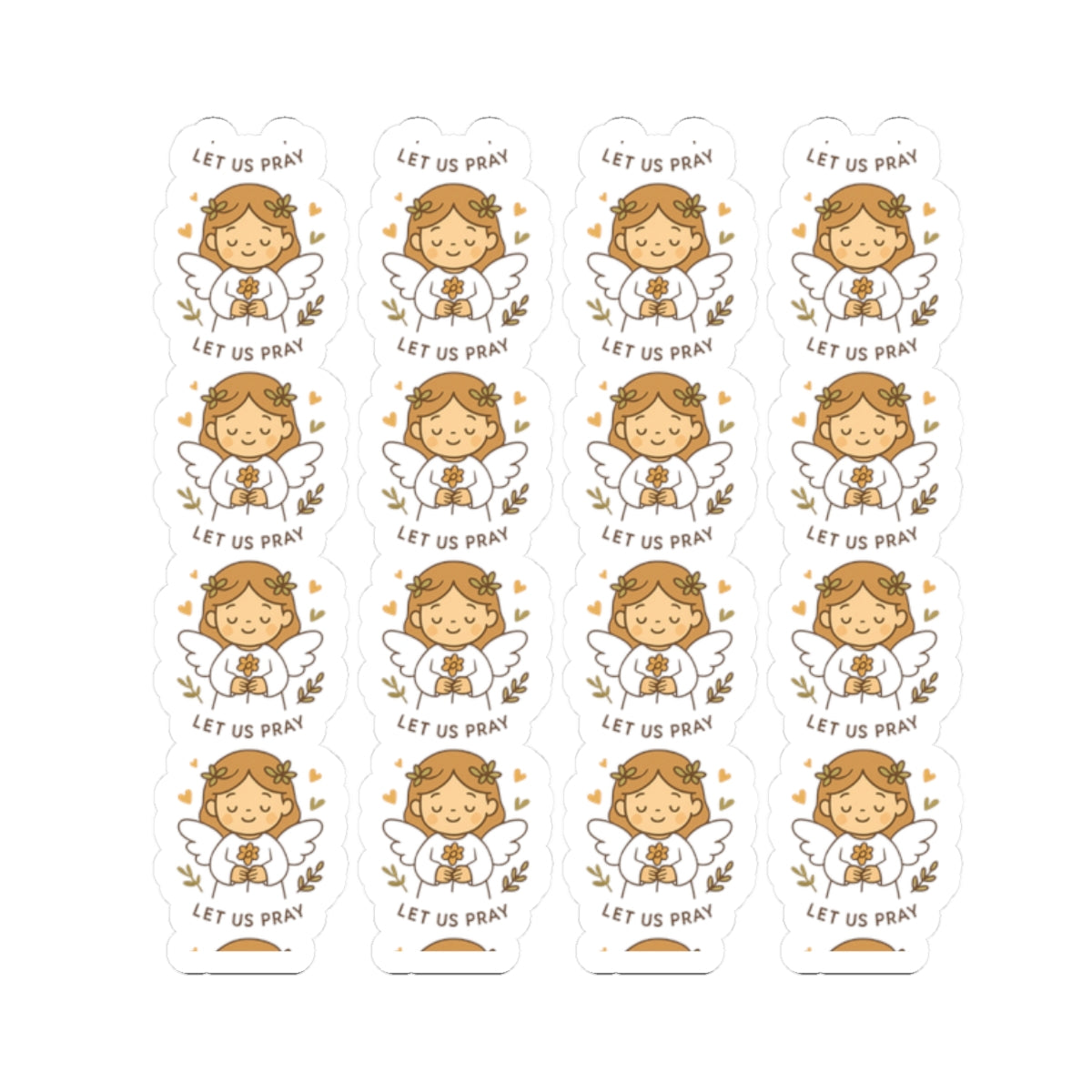 Peace & Prayer Angel ,Let us pray Stickers – Kawaii Christian Sheet with Calming Affirmations & Biblical Comfort. When words fall short, let peace and prayer speak through every sticker.