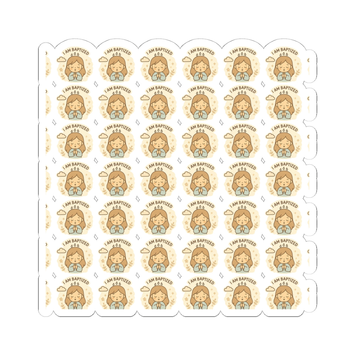 Baptism Angel , I Am Baptized Stickers – Christian Kawaii Stickers for Christening, Baby Dedication & Faith Gifts. Celebrate the beauty of baptism with these sweet angel stickers filled with light, love, and faith.