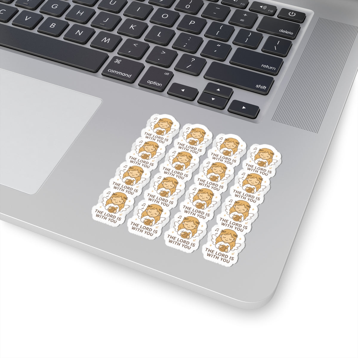 Elegant Christian Angel , The Lord is with You Sticker Sheet – Black Robes, Faith-Inspired Bible Quotes, Kawaii Style. For the quiet prayers, the steady hearts, and the souls that walk by faith.