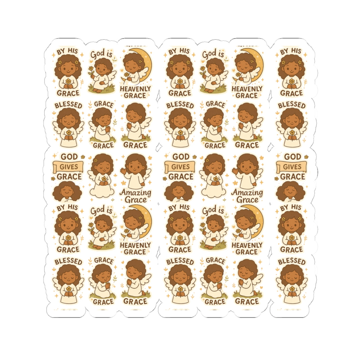 Amazing Grace Angel Stickers – Kawaii Spiritual Faith Stickers with Bible Quotes. Faith-filled moments of grace, comfort, and divine beauty—wrapped in angel wings.
