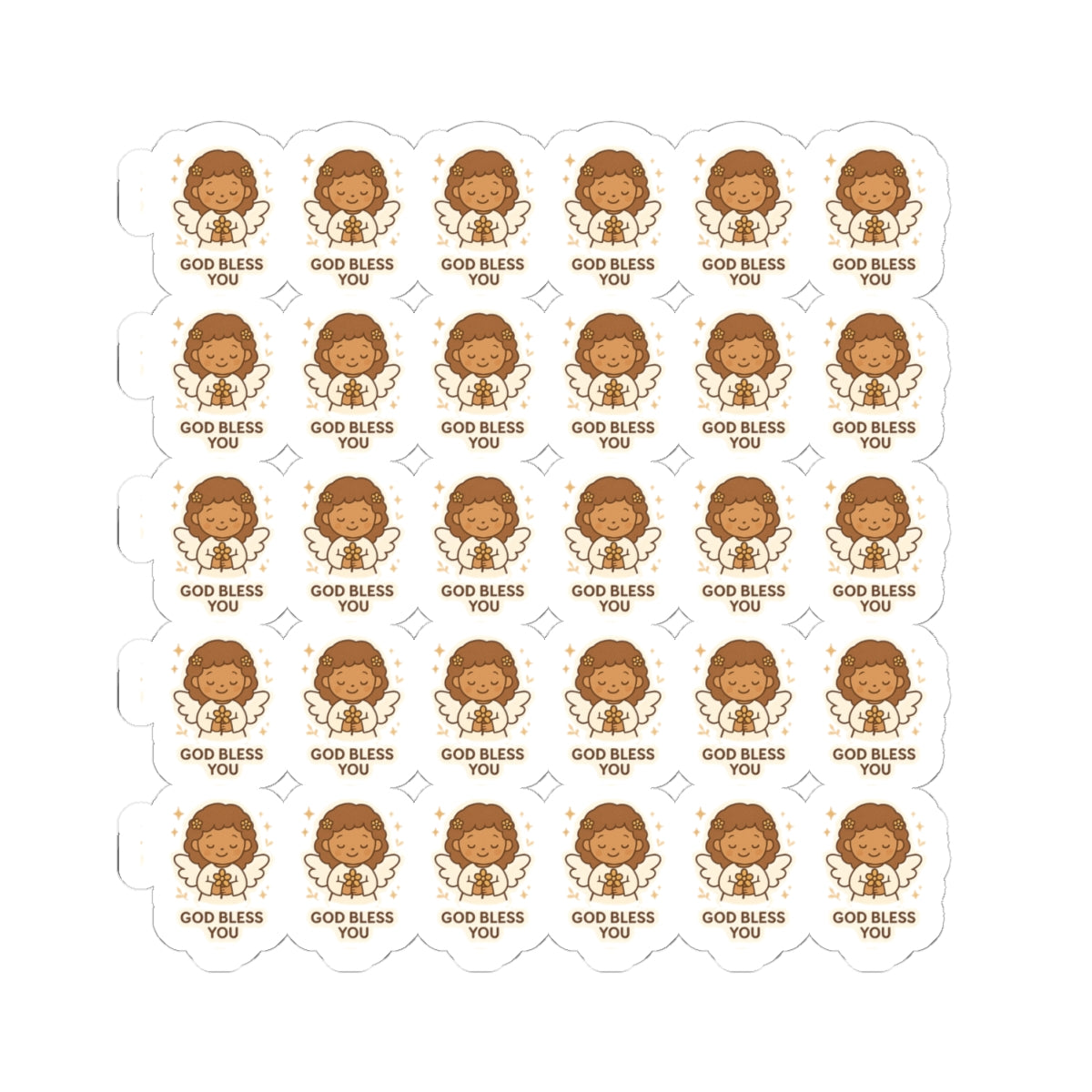 Faith & Kindness Angel Stickers ,GOD bless you – Kawaii Christian Sheet with Affirmations of Love, Blessing & Prayer. Let kindness, faith, and guidance follow you — one angel at a time.