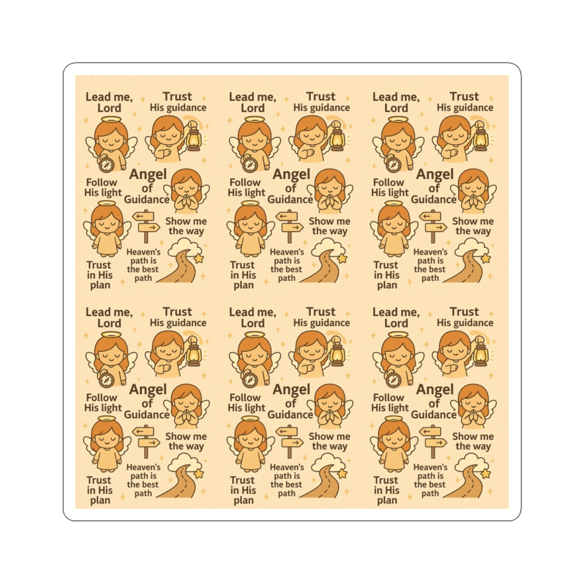 Angel of Guidance - Christian Kawaii Sticker Set. Inspiring stickers to trust God’s plan and follow His light every day.