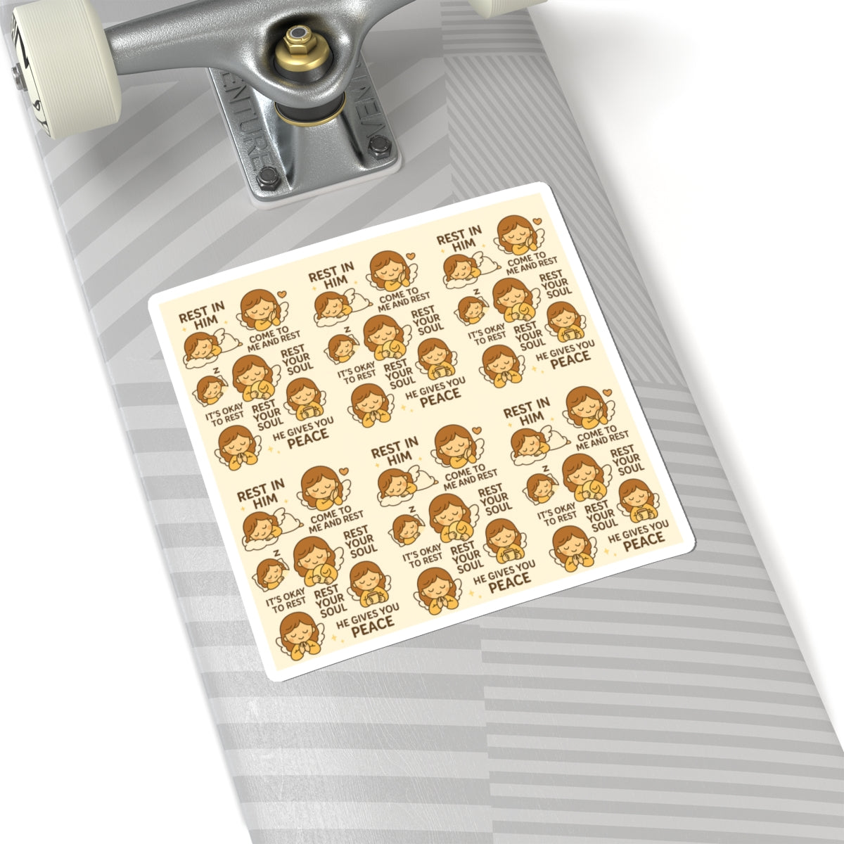 Rest in Him - Christian Kawaii Sticker Set. Peaceful stickers reminding you to rest your soul and find comfort in faith.