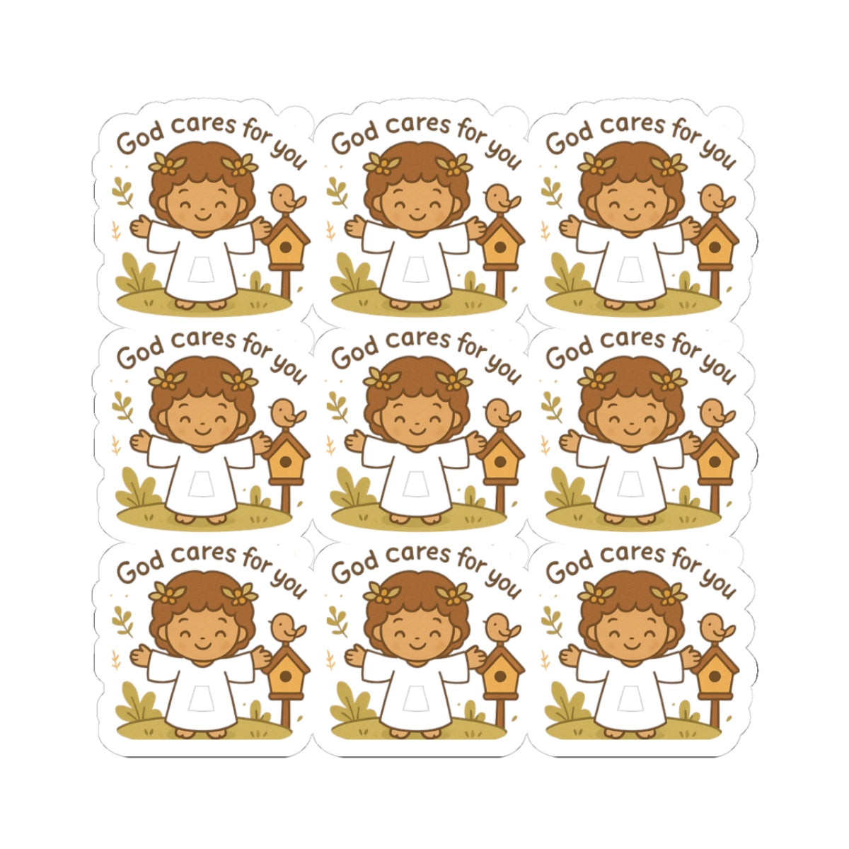 God Cares for You – Kawaii Angel Christian Stickers | Praise the Lord Sheet for Journaling & Gifts. Because sometimes, all you need is a little angel reminding you you're loved by God.