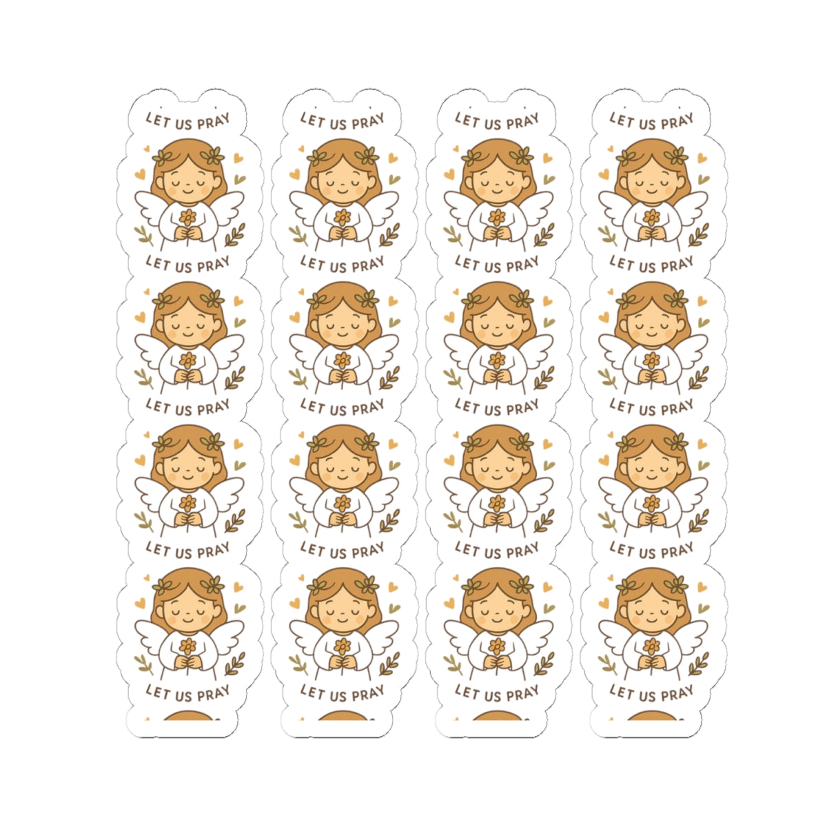 Peace & Prayer Angel ,Let us pray Stickers – Kawaii Christian Sheet with Calming Affirmations & Biblical Comfort. When words fall short, let peace and prayer speak through every sticker.