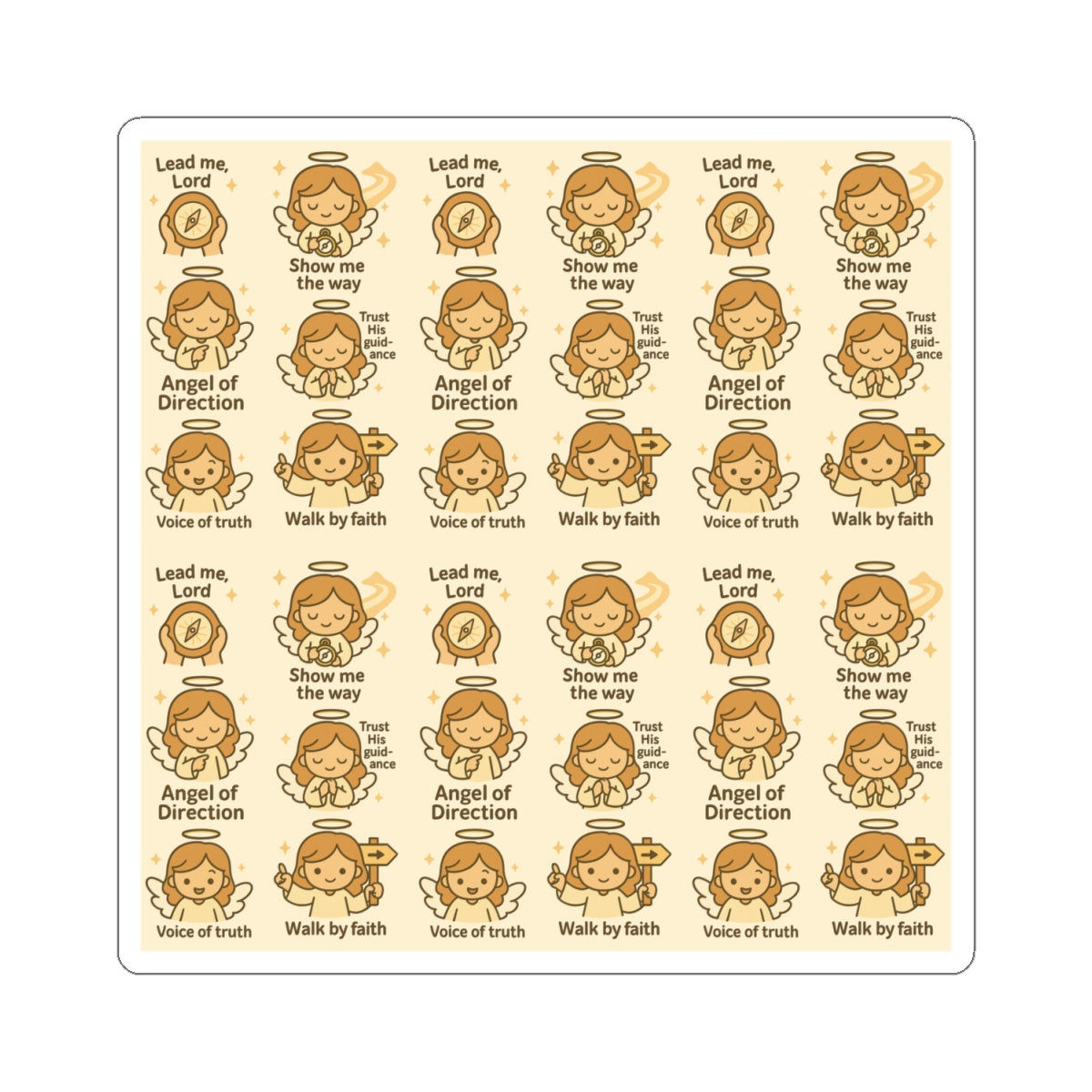 Angel of Direction - Christian Kawaii Sticker Set. Encouraging stickers to walk by faith and follow God’s truth daily.