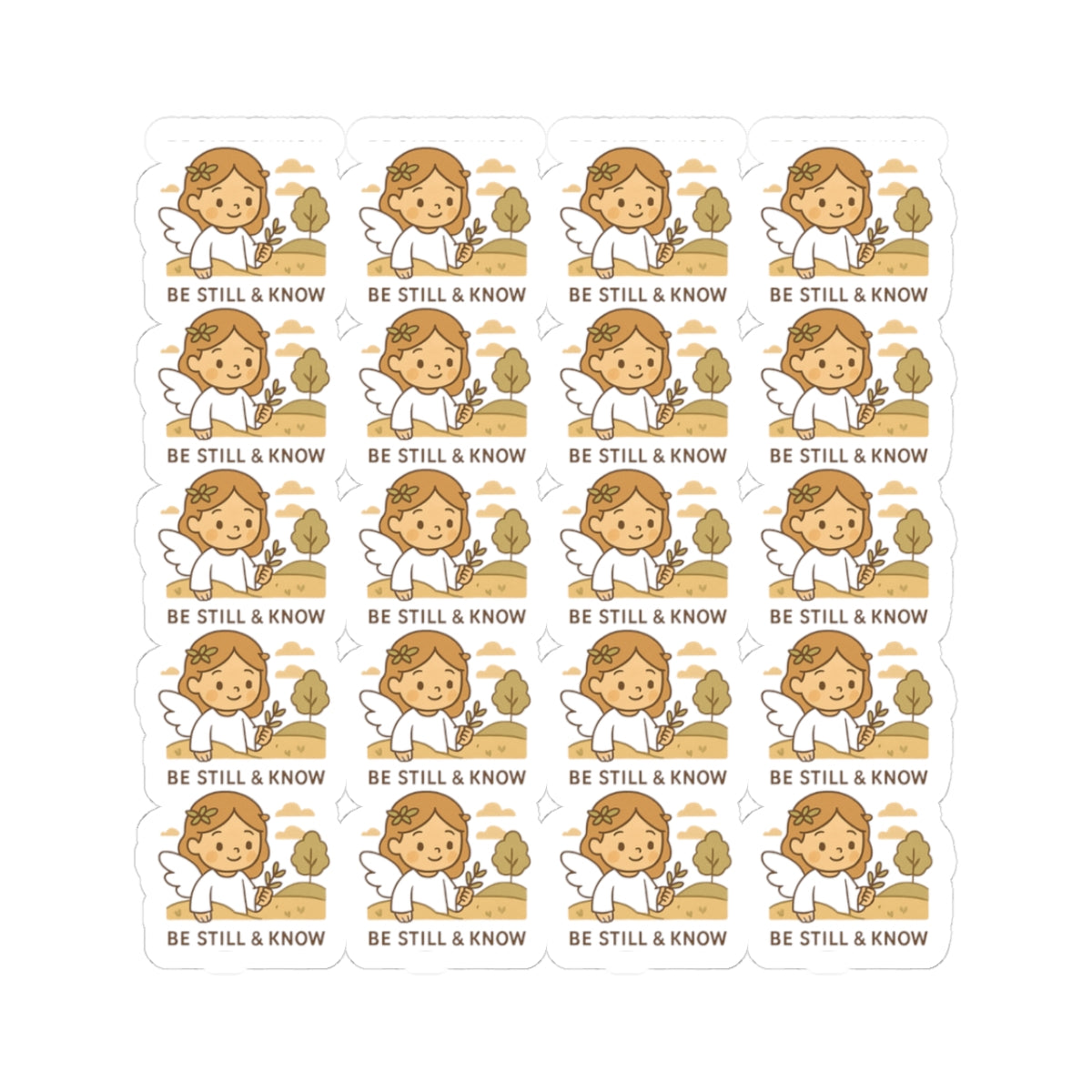 Peace & Prayer Angel ,Be still know Stickers – Kawaii Christian Sheet with Calming Affirmations & Biblical Comfort. When words fall short, let peace and prayer speak through every sticker.