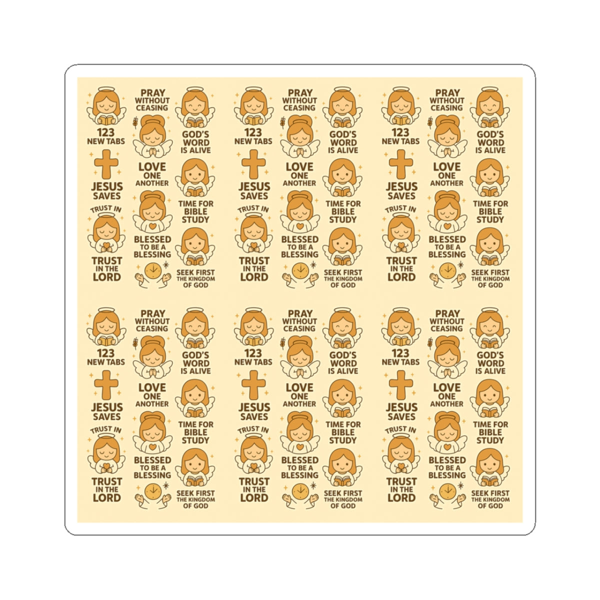 Angel of Faith - Christian Kawaii Sticker Set. Faith-filled stickers to inspire trust, prayer, and devotion daily.