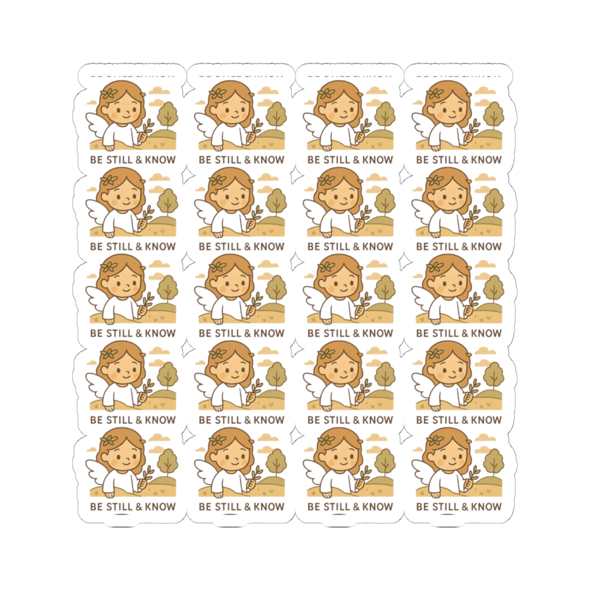 Peace & Prayer Angel ,Be still know Stickers – Kawaii Christian Sheet with Calming Affirmations & Biblical Comfort. When words fall short, let peace and prayer speak through every sticker.