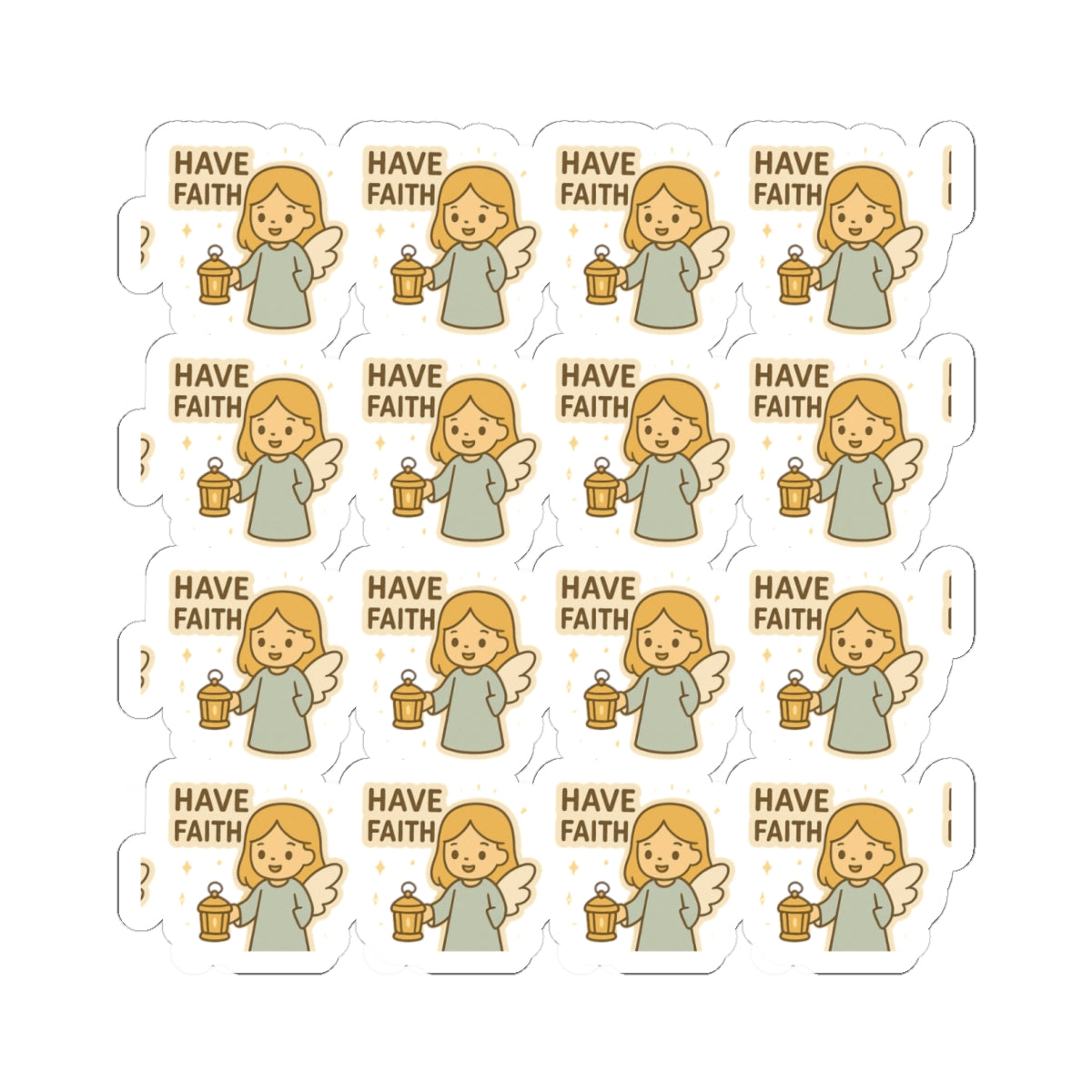 Minimalist Faith Angel ,Have Faith Stickers – Kawaii Christian Sheet for Spiritual Journaling & Encouragement. Gentle reminders of faith and light — in every little sticker.