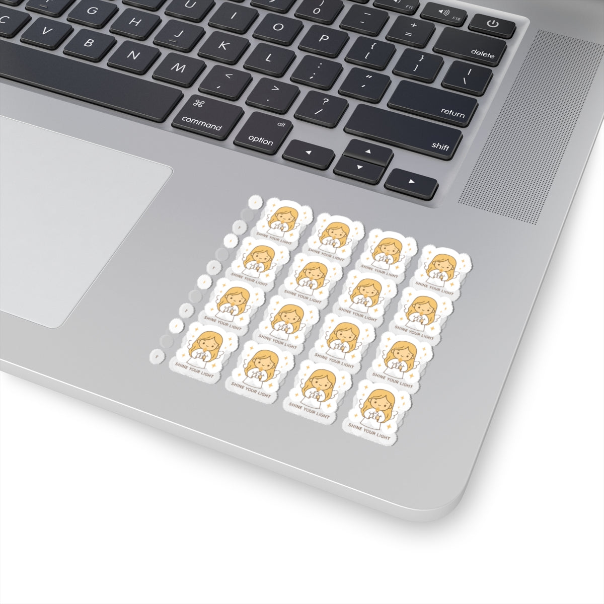 1A.Shine Your Light – Christian Angel Stickers | Faith-Inspired Kawaii Sheet with Candle of Hope. Because when you walk in faith… you carry the light.