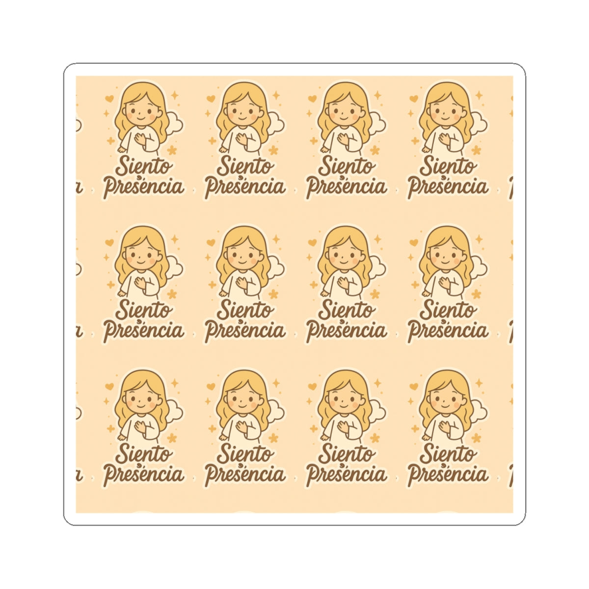 Siento su presencia Spanish Christian Kawaii Stickers – Inspirational Angel Sheet for Faith, Gratitude & Healing. Faith speaks in Spanish too — let every sticker be a prayer full of love, peace, and healing.