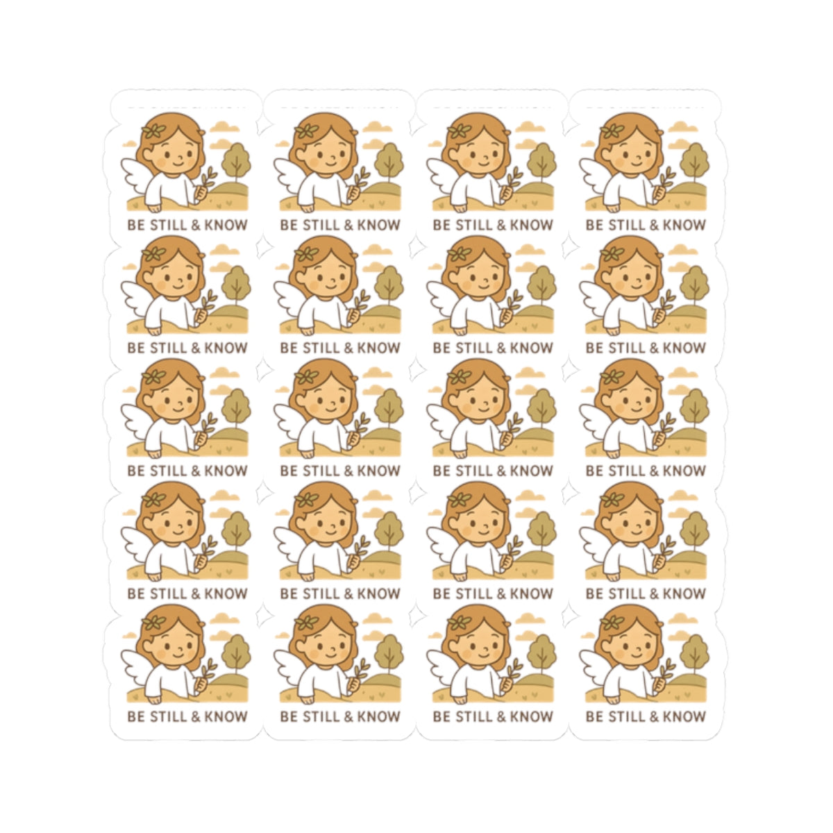 Peace & Prayer Angel ,Be still know Stickers – Kawaii Christian Sheet with Calming Affirmations & Biblical Comfort. When words fall short, let peace and prayer speak through every sticker.