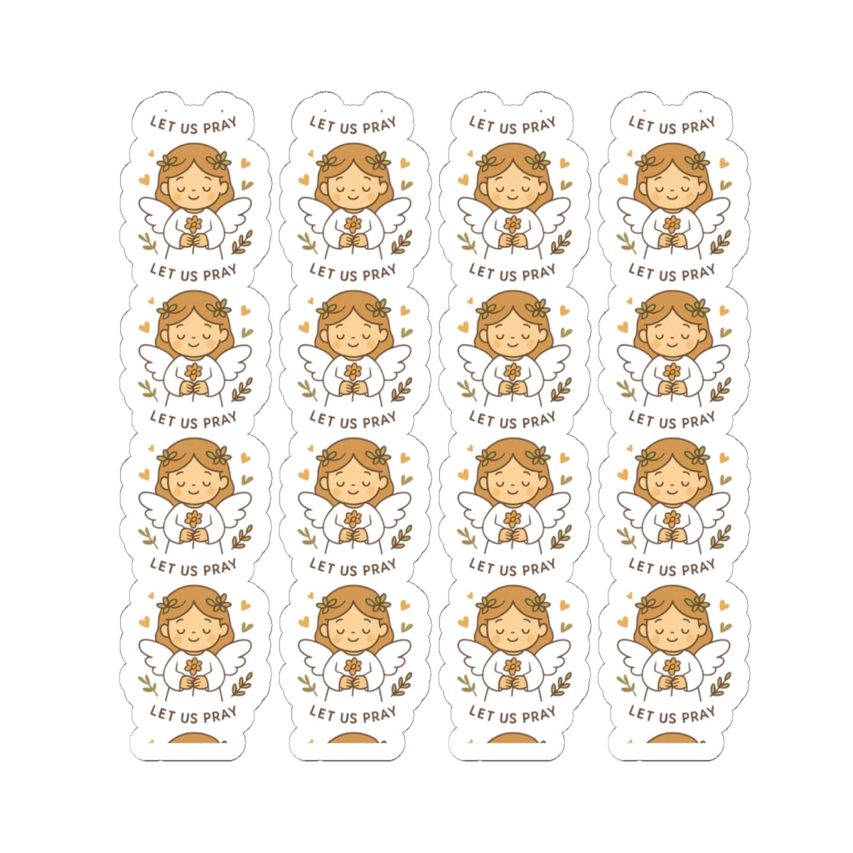 Peace & Prayer Angel ,Let us pray Stickers – Kawaii Christian Sheet with Calming Affirmations & Biblical Comfort. When words fall short, let peace and prayer speak through every sticker.
