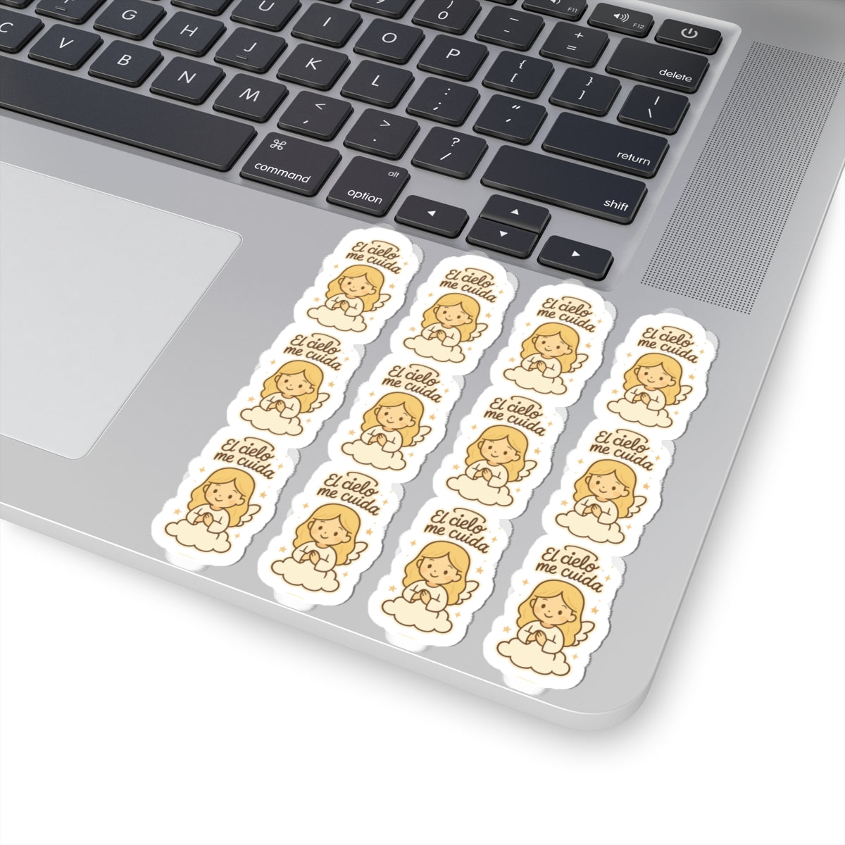 Christian Angel , El cielo me cuida (Heaven watches over Stickers in Spanish – “Brilla con Fe” Inspirational Faith Stickers. Heaven speaks softly through these angelic whispers of faith, strength and divine care—now in Spanish.
