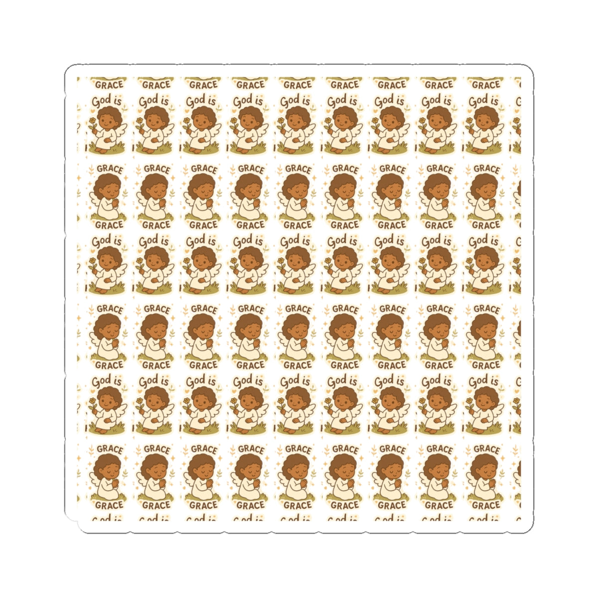Amazing Grace Angel , “God is Grace Stickers – Kawaii Spiritual Faith Stickers with Bible Quotes. Faith-filled moments of grace, comfort, and divine beauty—wrapped in angel wings.