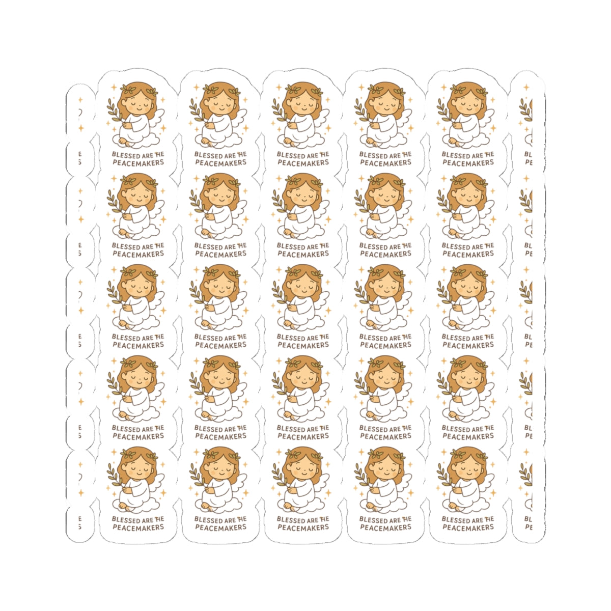 Peace & Prayer Angel ,Blessed are the peacemakers Stickers – Kawaii Christian Sheet with Calming Affirmations & Biblical Comfort. When words fall short, let peace and prayer speak through every sticker.