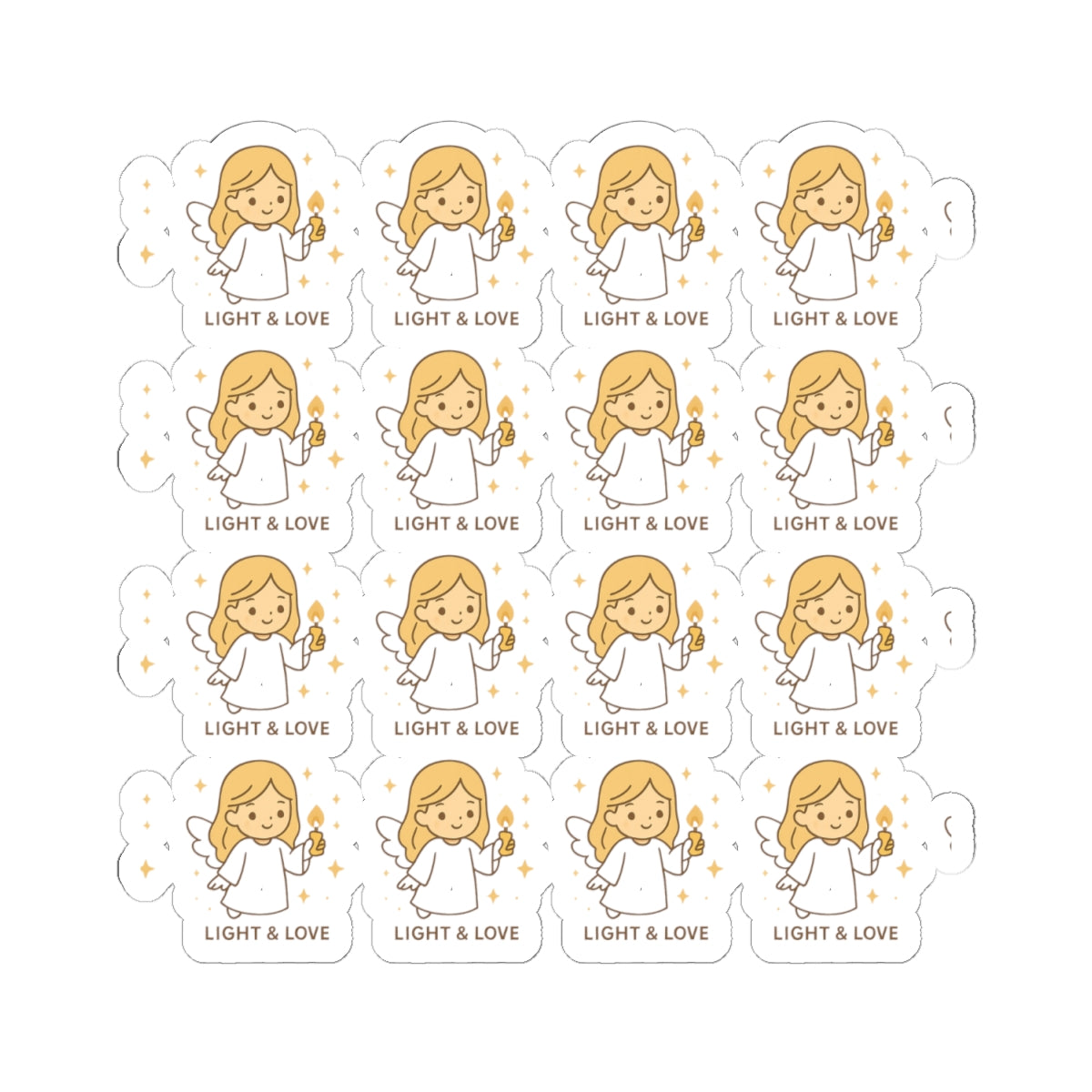 Light & love ❤️💕of Shine Your Light – Christian Angel Stickers | Faith-Inspired Kawaii Sheet with Candle of Hope. Because when you walk in faith… you carry the light.