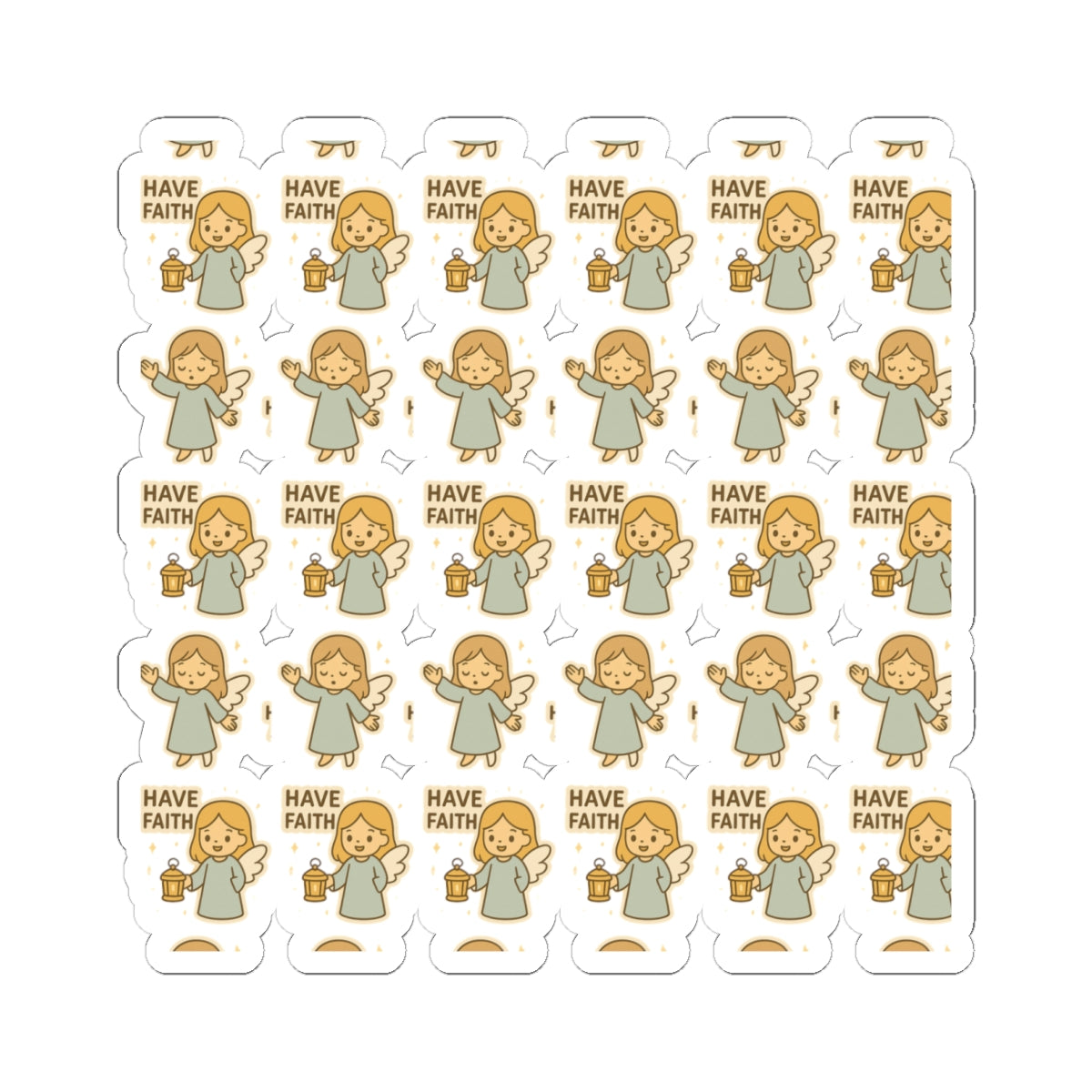Minimalist Faith Angel Stickers – Kawaii Christian Sheet for Spiritual Journaling & Encouragement. Gentle reminders of faith and light — in every little sticker.