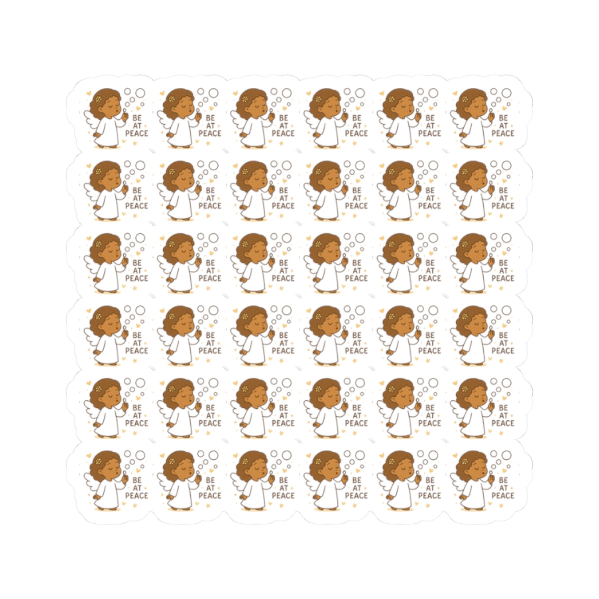 Grace-Filled Angel š« Be at Peace Stickers ā Kawaii Style with Christian Quotes on Peace and Purpose. Gentle reminders of Godās grace, peace, and divine purposeācarried by angel wings.
