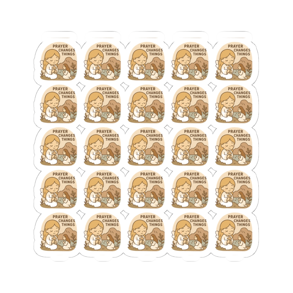 Elegant Christian Angel , Prayer Changes Things Sticker Sheet – Black Robes, Faith-Inspired Bible Quotes, Kawaii Style. For the quiet prayers, the steady hearts, and the souls that walk by faith.