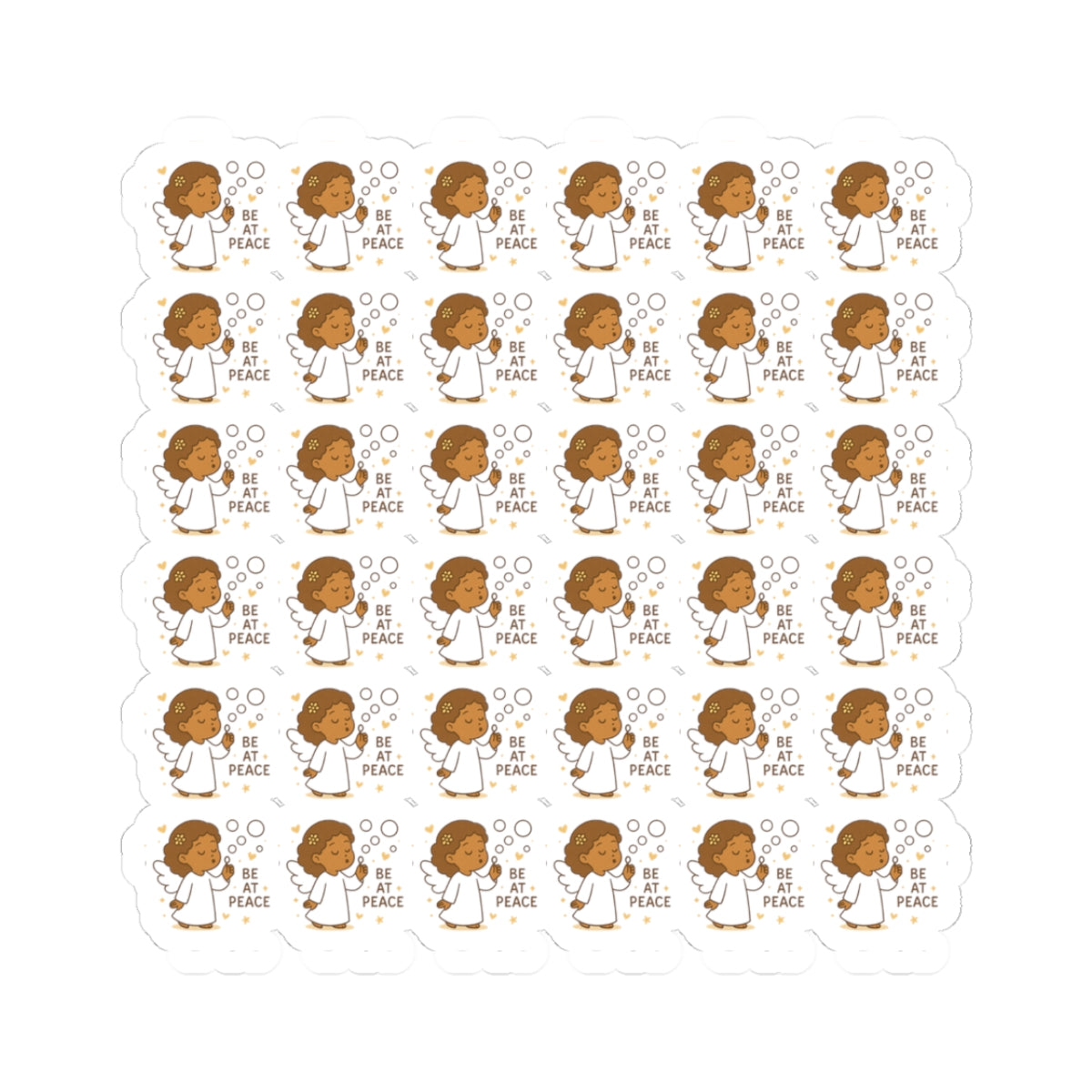 Grace-Filled Angel š« Be at Peace Stickers ā Kawaii Style with Christian Quotes on Peace and Purpose. Gentle reminders of Godās grace, peace, and divine purposeācarried by angel wings.