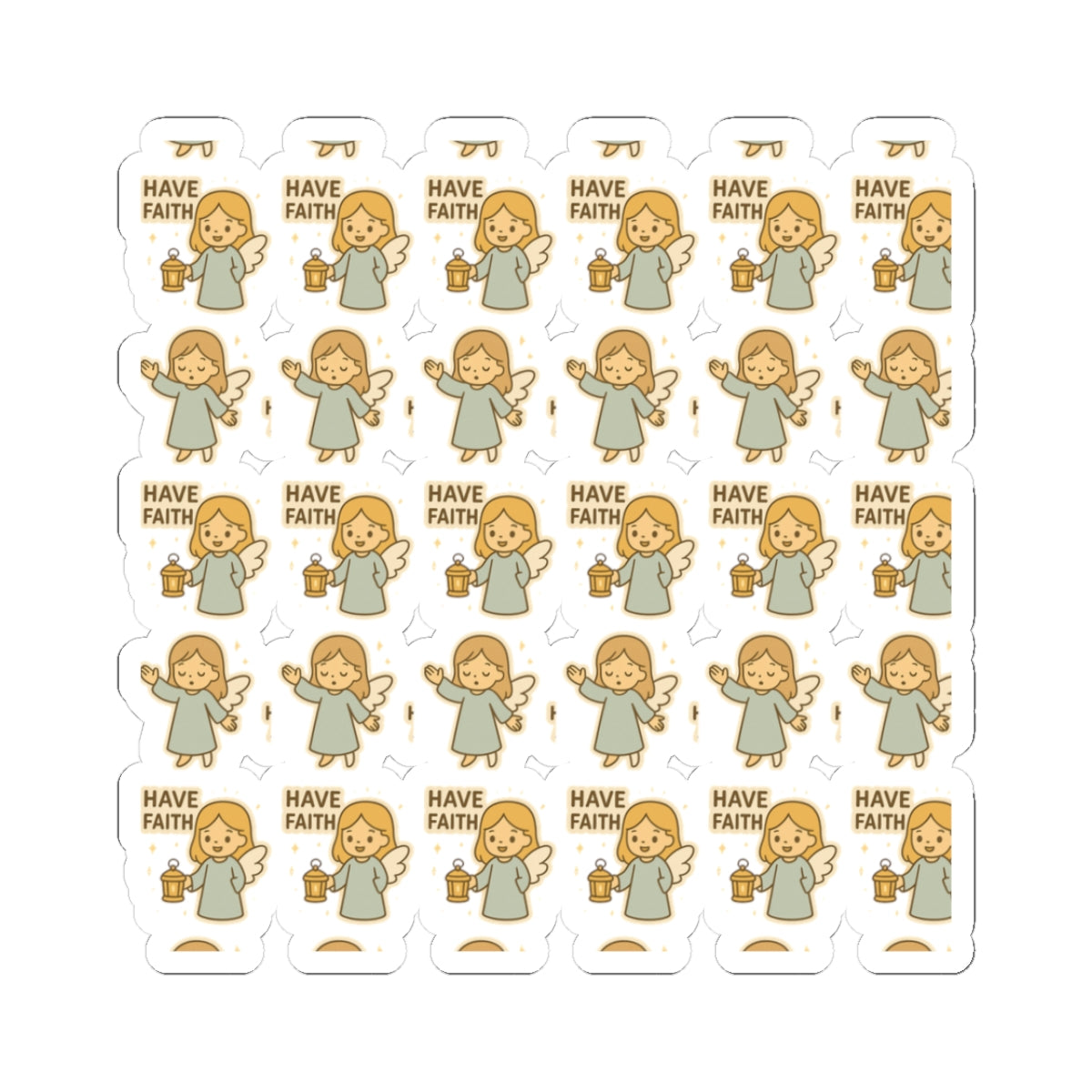 Minimalist Faith Angel Stickers – Kawaii Christian Sheet for Spiritual Journaling & Encouragement. Gentle reminders of faith and light — in every little sticker.