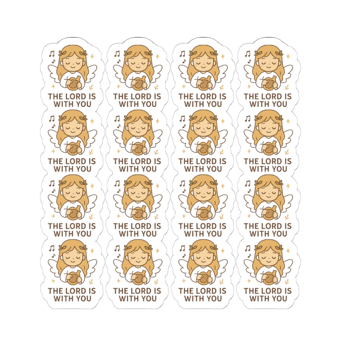 Elegant Christian Angel , The Lord is with You Sticker Sheet – Black Robes, Faith-Inspired Bible Quotes, Kawaii Style. For the quiet prayers, the steady hearts, and the souls that walk by faith.
