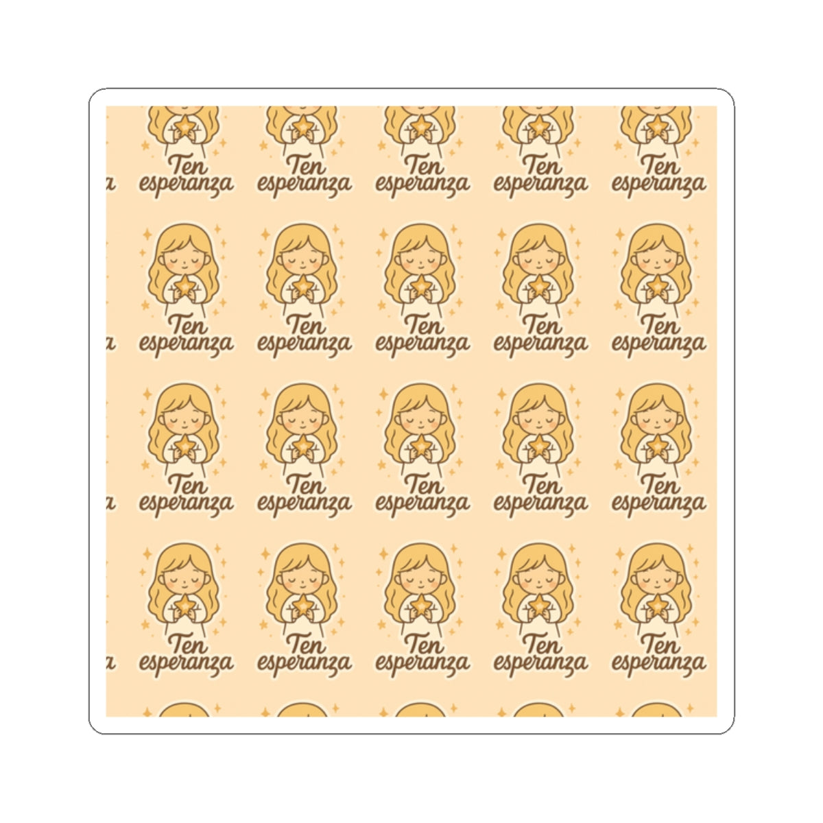 Ten Esperanza Spanish Christian Kawaii Stickers – Inspirational Angel Sheet for Faith, Gratitude & Healing. Faith speaks in Spanish too — let every sticker be a prayer full of love, peace, and healing.