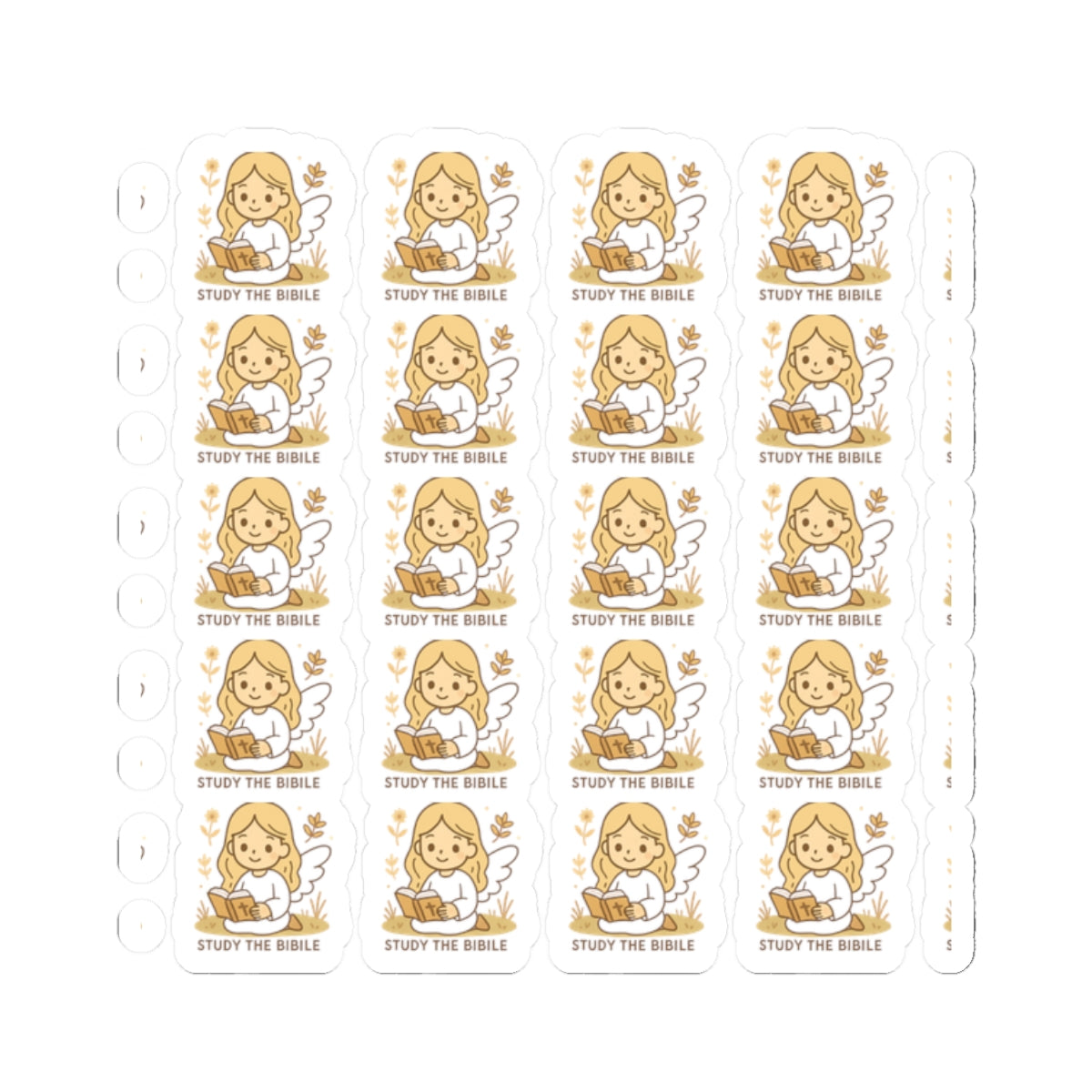 Bible Study Angel , Study the Bible Stickers – Christian Scripture Kawaii Stickers for Journals & Faith Gifts. Bring light, strength, and joy to your quiet time with these tender Scripture angels.