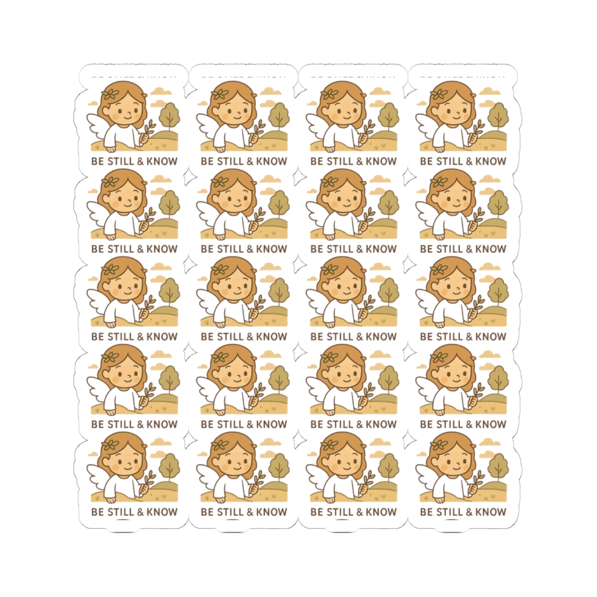 Peace & Prayer Angel ,Be still know Stickers – Kawaii Christian Sheet with Calming Affirmations & Biblical Comfort. When words fall short, let peace and prayer speak through every sticker.