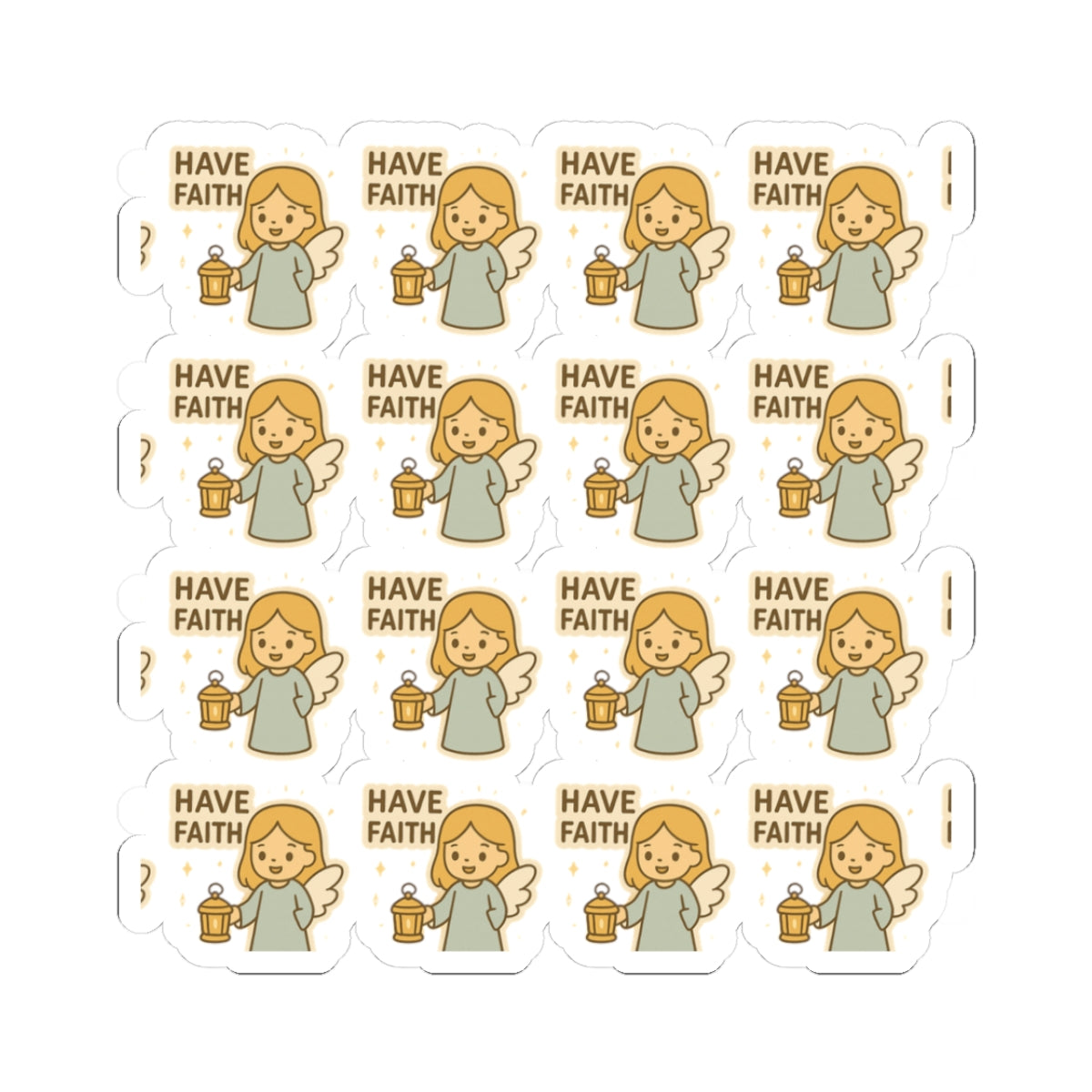 Minimalist Faith Angel ,Have Faith Stickers – Kawaii Christian Sheet for Spiritual Journaling & Encouragement. Gentle reminders of faith and light — in every little sticker.