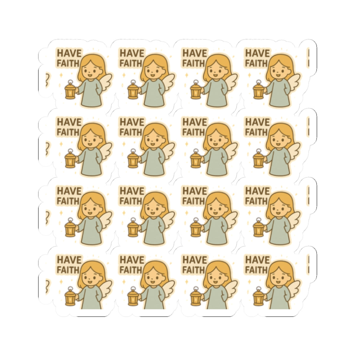 Minimalist Faith Angel ,Have Faith Stickers – Kawaii Christian Sheet for Spiritual Journaling & Encouragement. Gentle reminders of faith and light — in every little sticker.