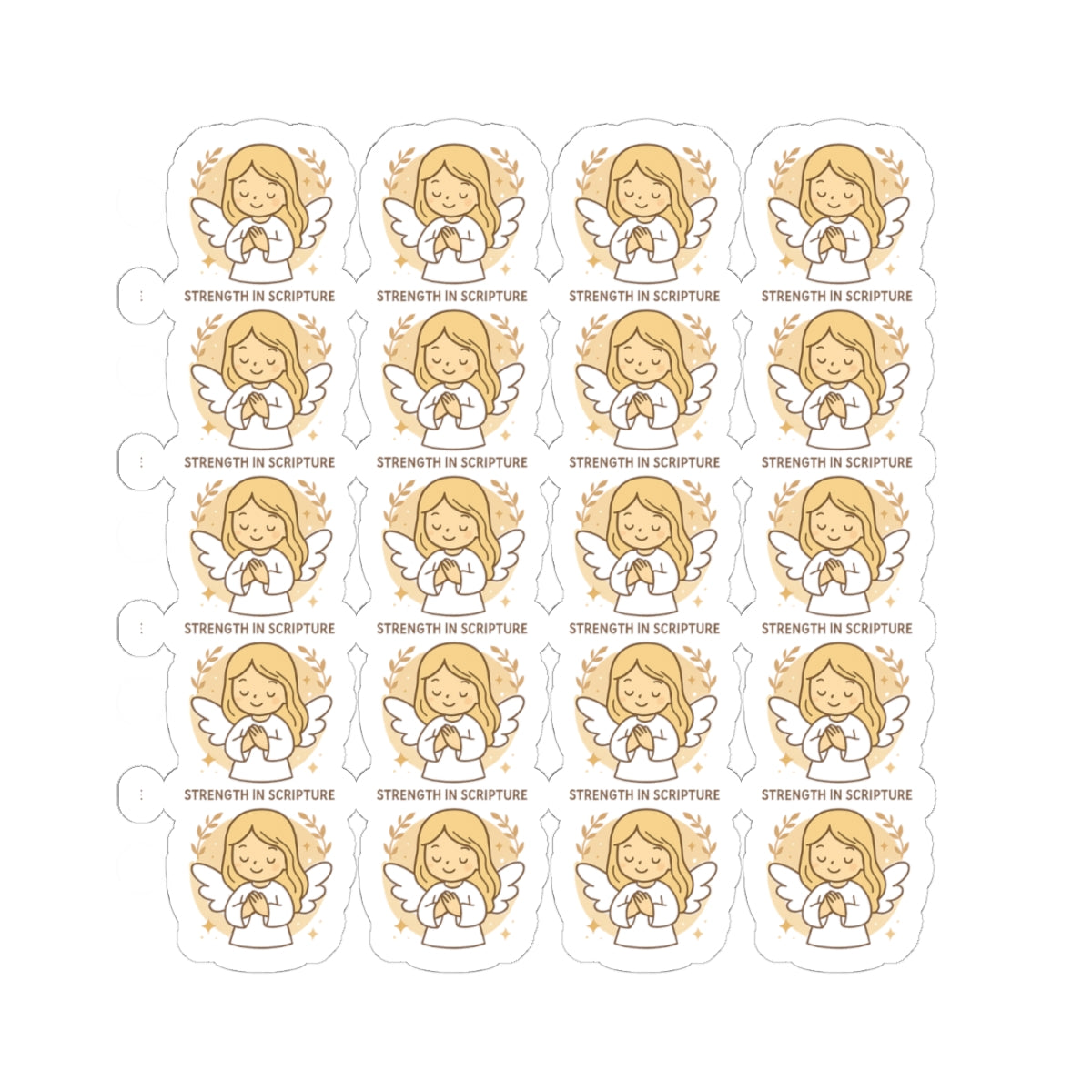 Bible Study Angel , Strength in Scripture Stickers – Christian Scripture Kawaii Stickers for Journals & Faith Gifts. Bring light, strength, and joy to your quiet time with these tender Scripture angels.