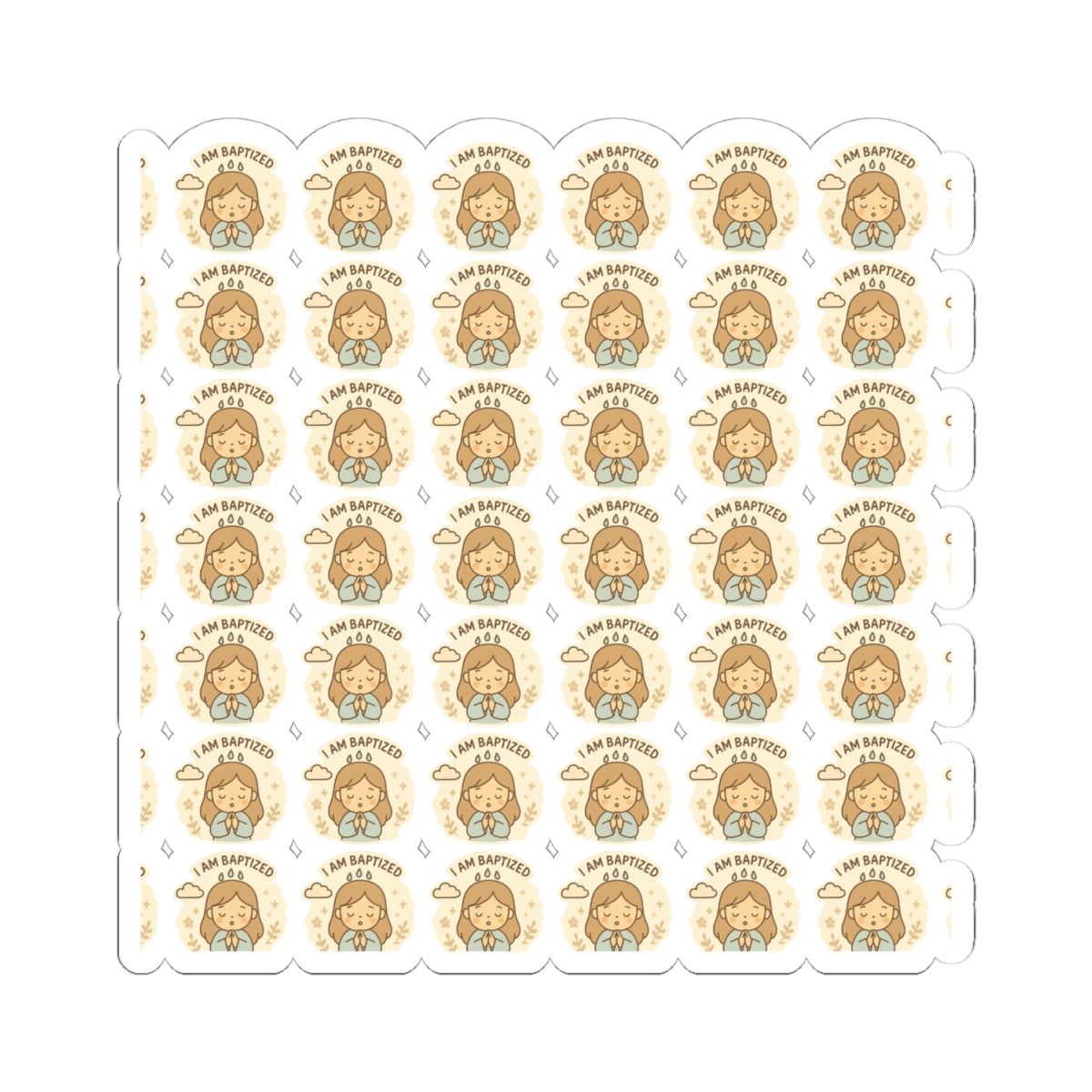 Baptism Angel , I Am Baptized Stickers – Christian Kawaii Stickers for Christening, Baby Dedication & Faith Gifts. Celebrate the beauty of baptism with these sweet angel stickers filled with light, love, and faith.