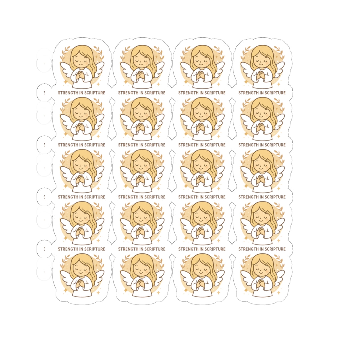 Bible Study Angel , Strength in Scripture Stickers – Christian Scripture Kawaii Stickers for Journals & Faith Gifts. Bring light, strength, and joy to your quiet time with these tender Scripture angels.